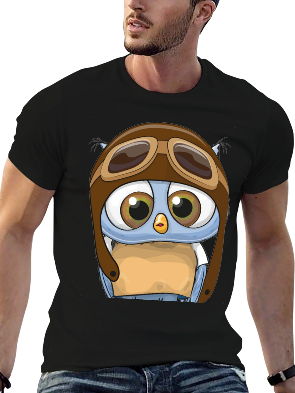 Pilot Owl T-Shirt - Cartoon Aviator Design