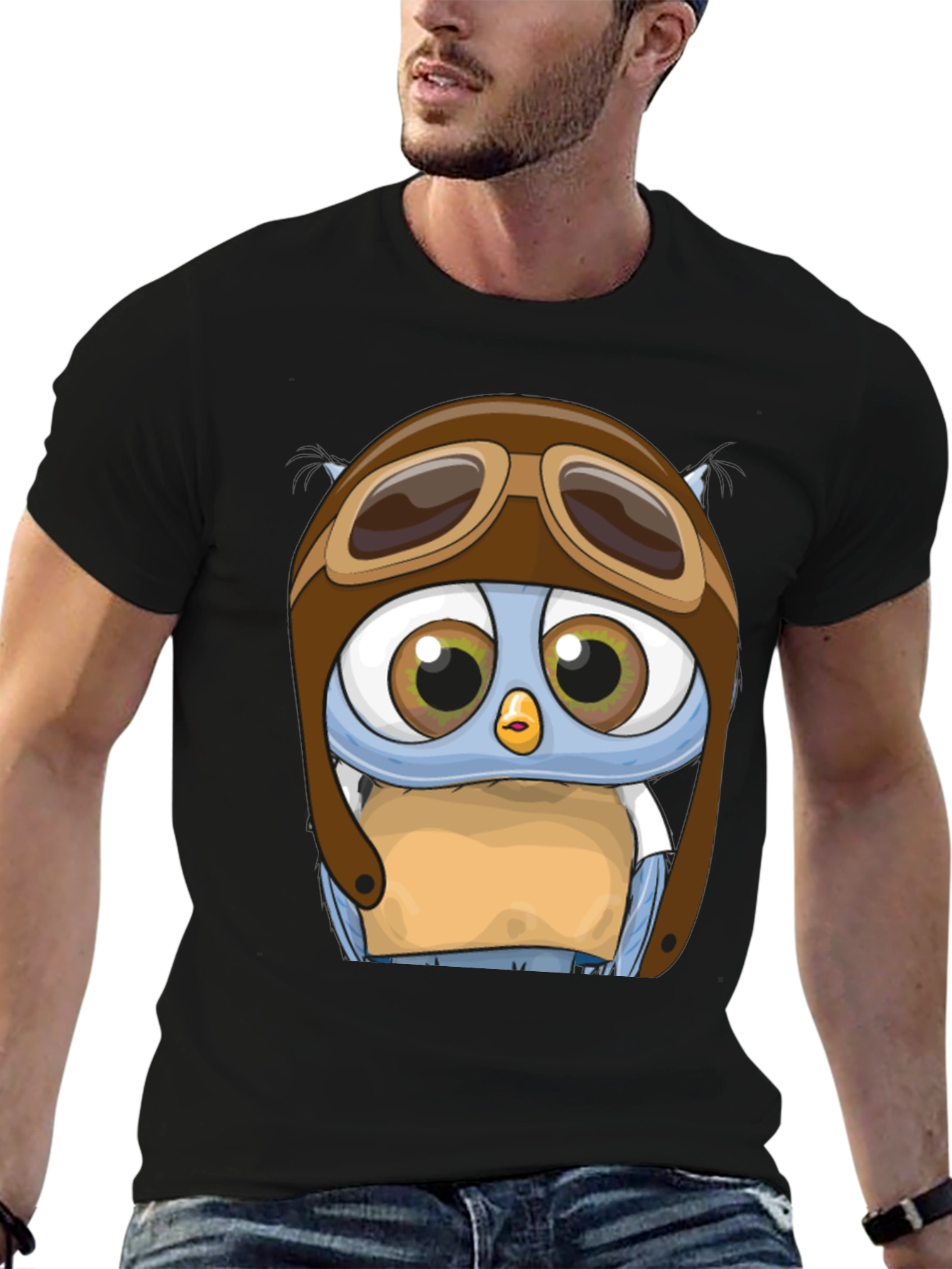 Pilot Owl T-Shirt - Cartoon Aviator Design