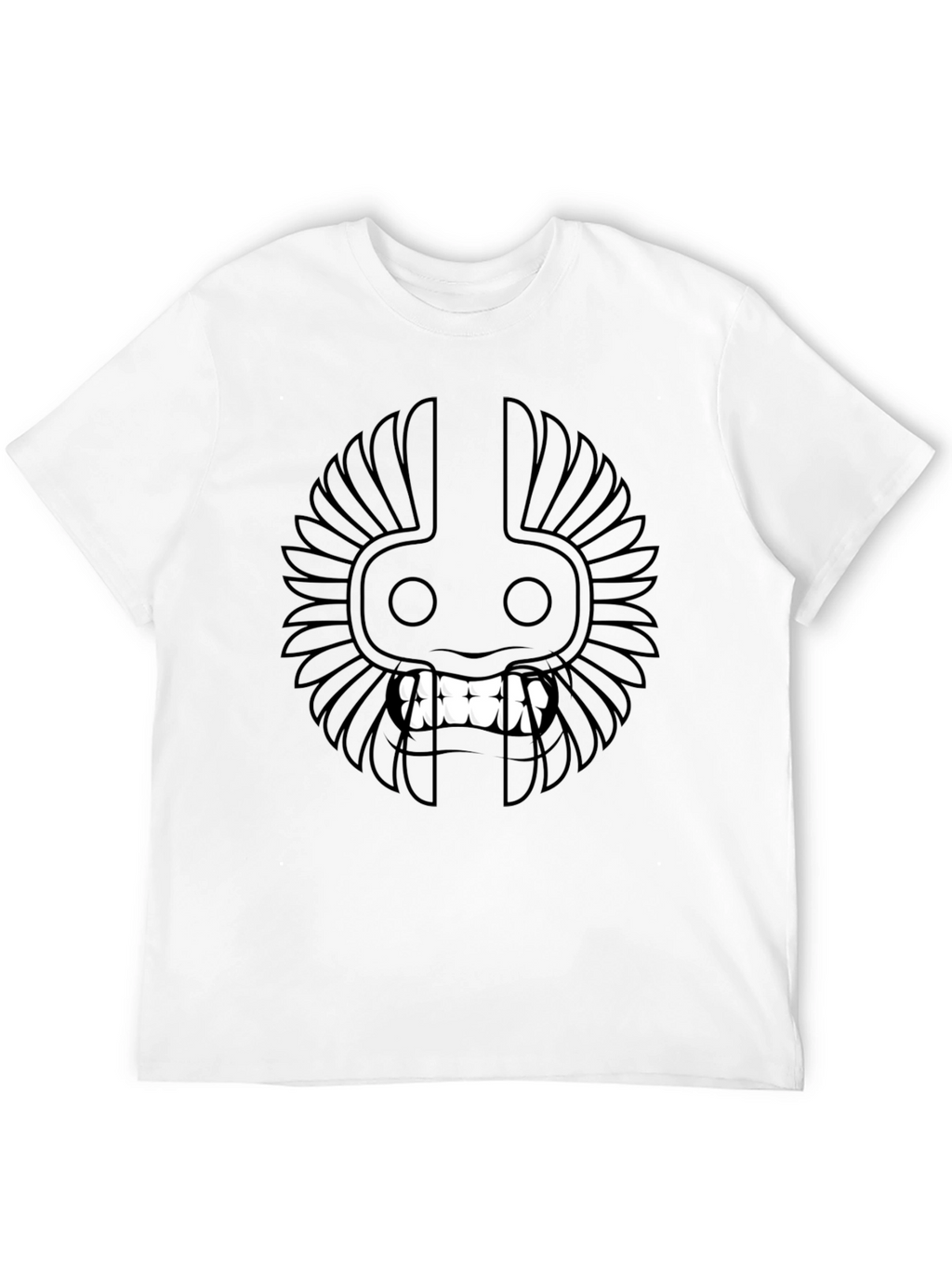 Black T-Shirt with Tribal Mask Design
