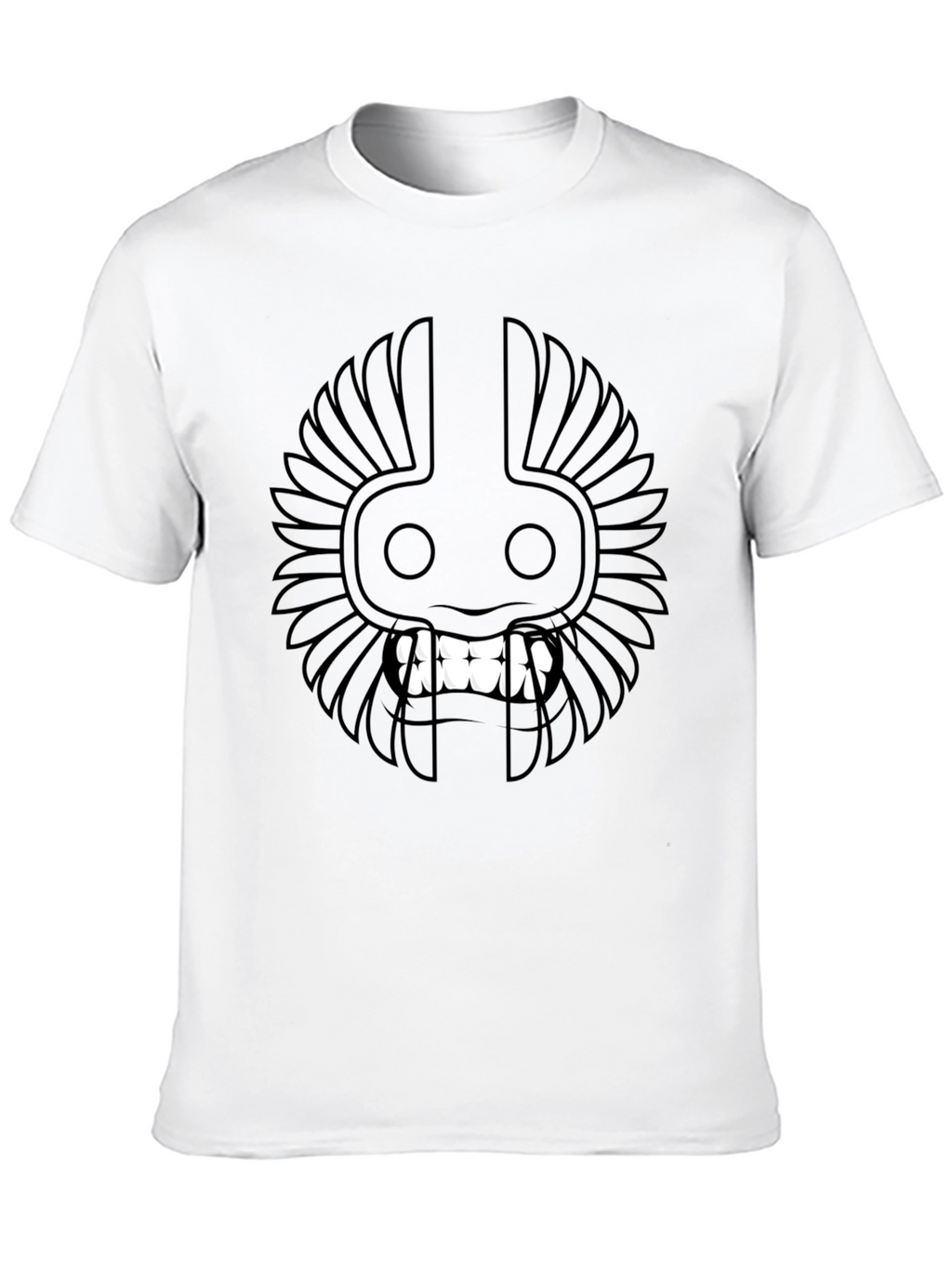 Black T-Shirt with Tribal Mask Design