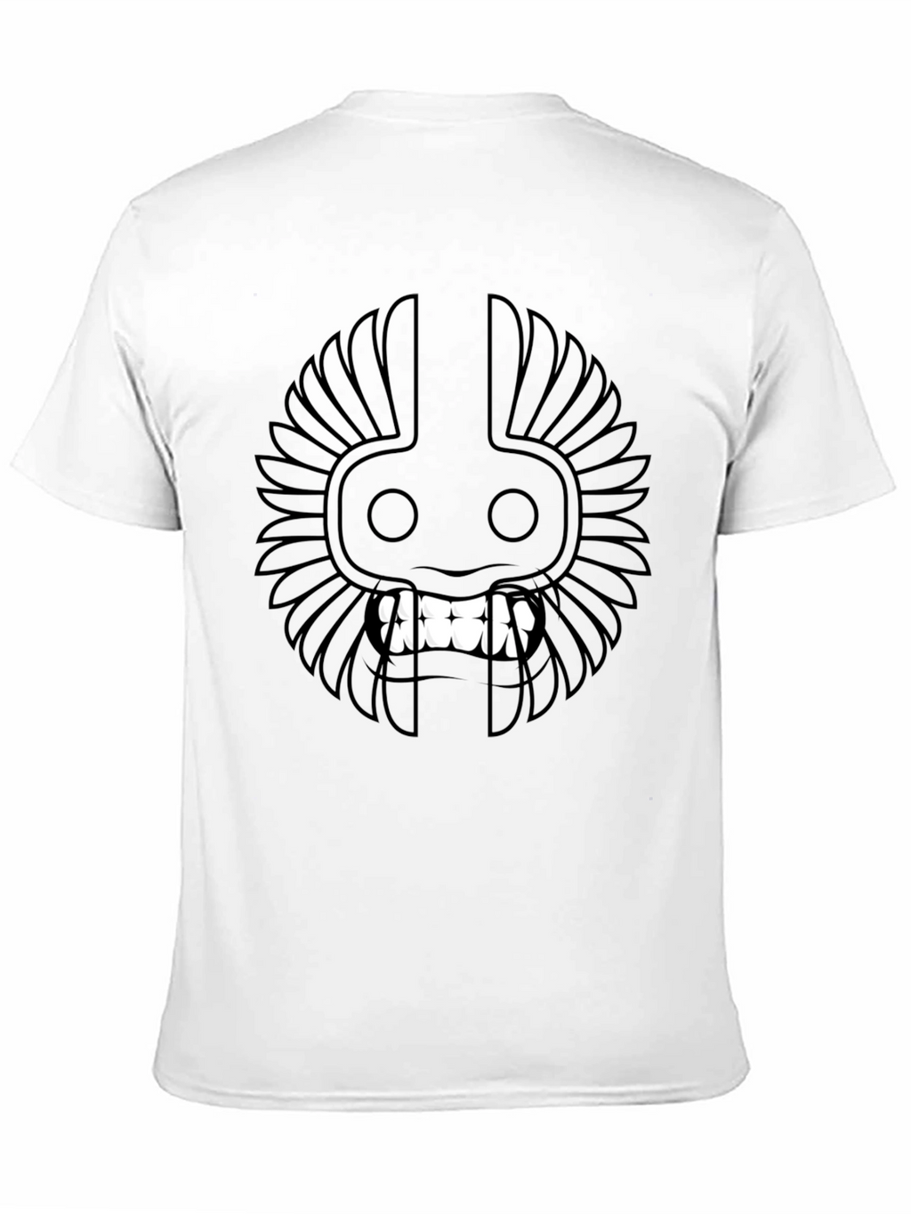 Black T-Shirt with Tribal Mask Design