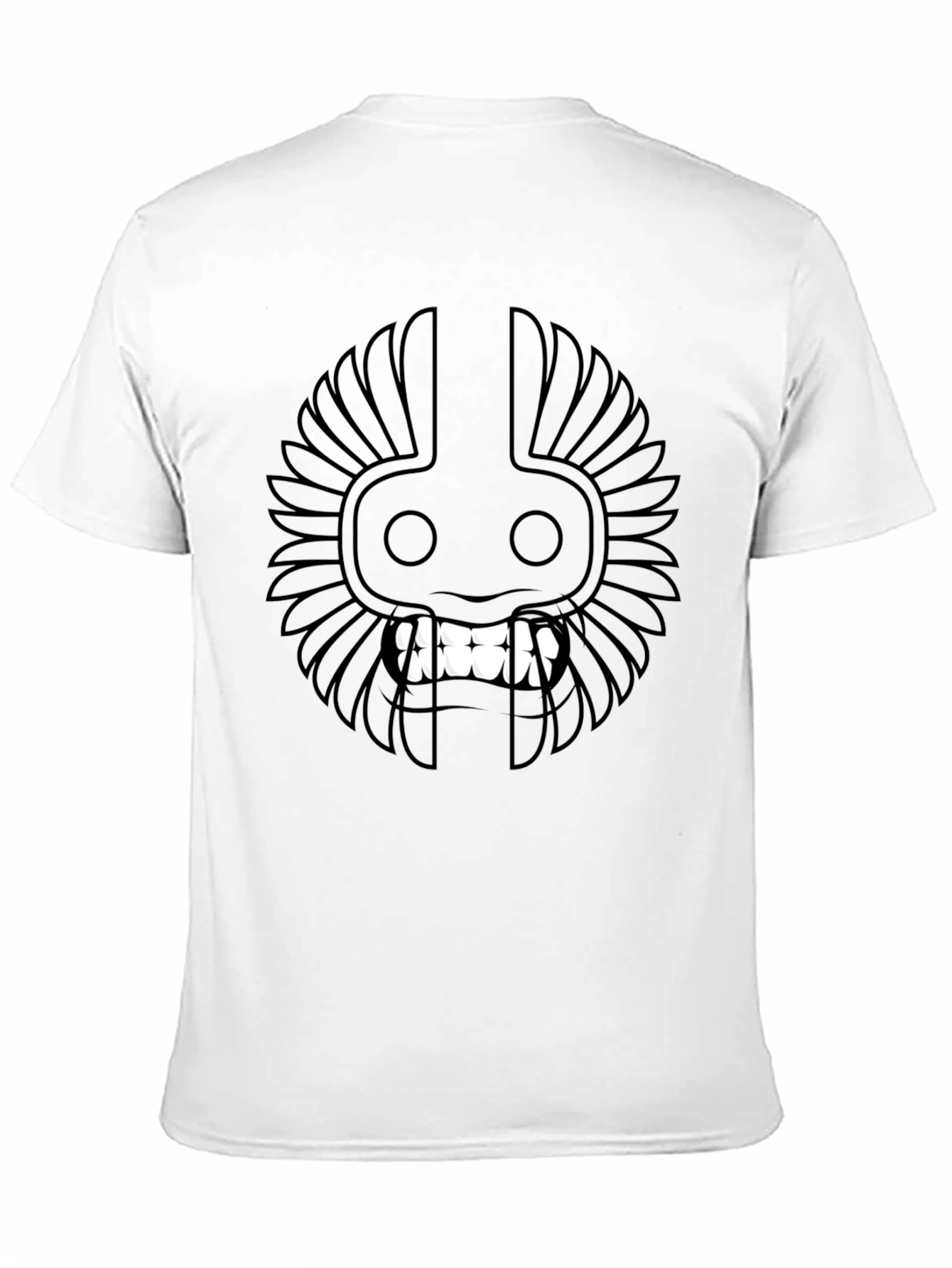 Black T-Shirt with Tribal Mask Design