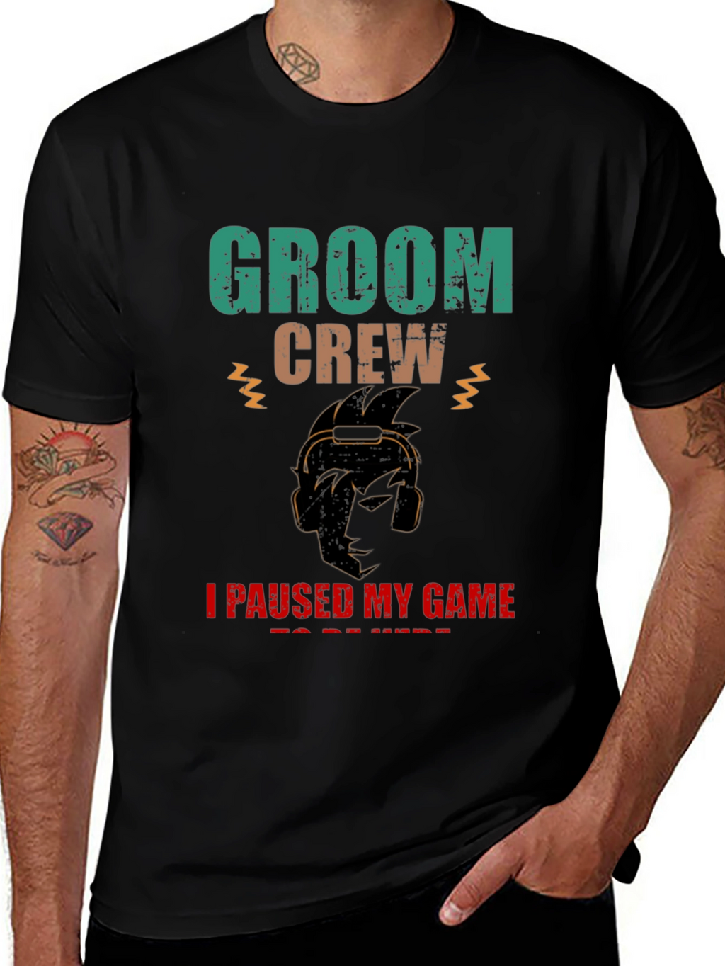 Groom Crew Gamer Graphic T-Shirt