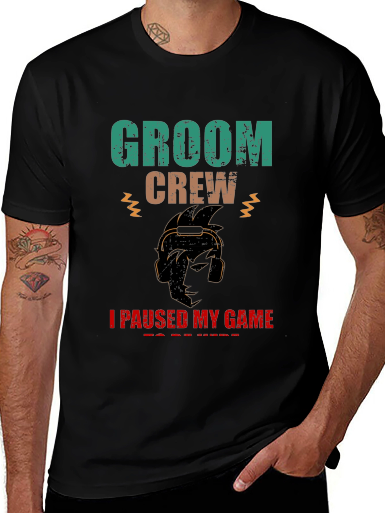Groom Crew Gamer Graphic T-Shirt