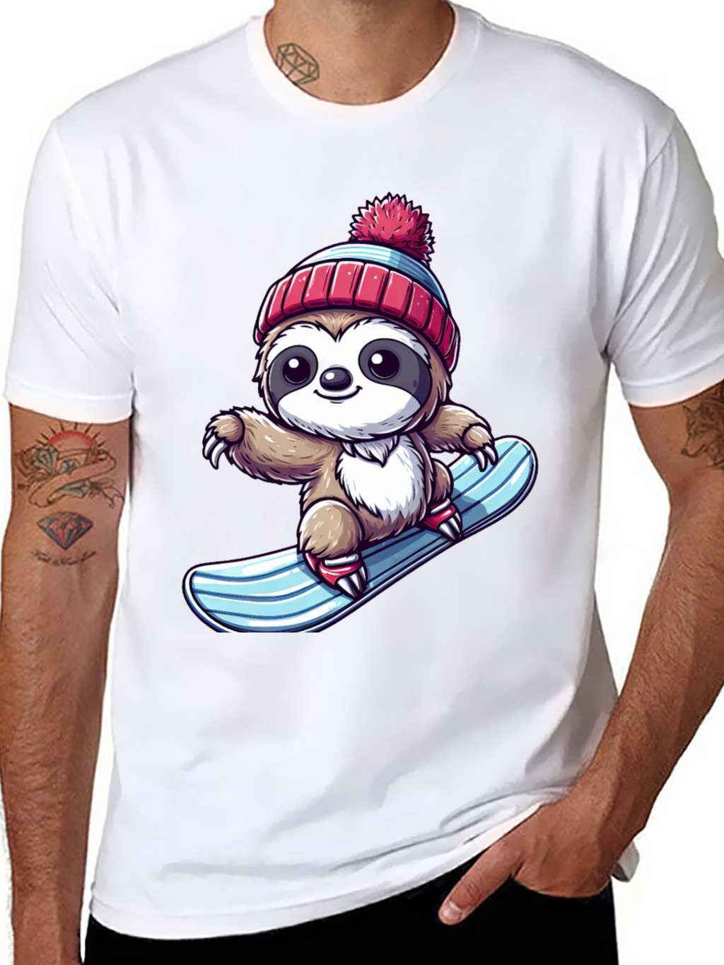 Sloth Snowboarder Graphic Tee - Cool & Fun!