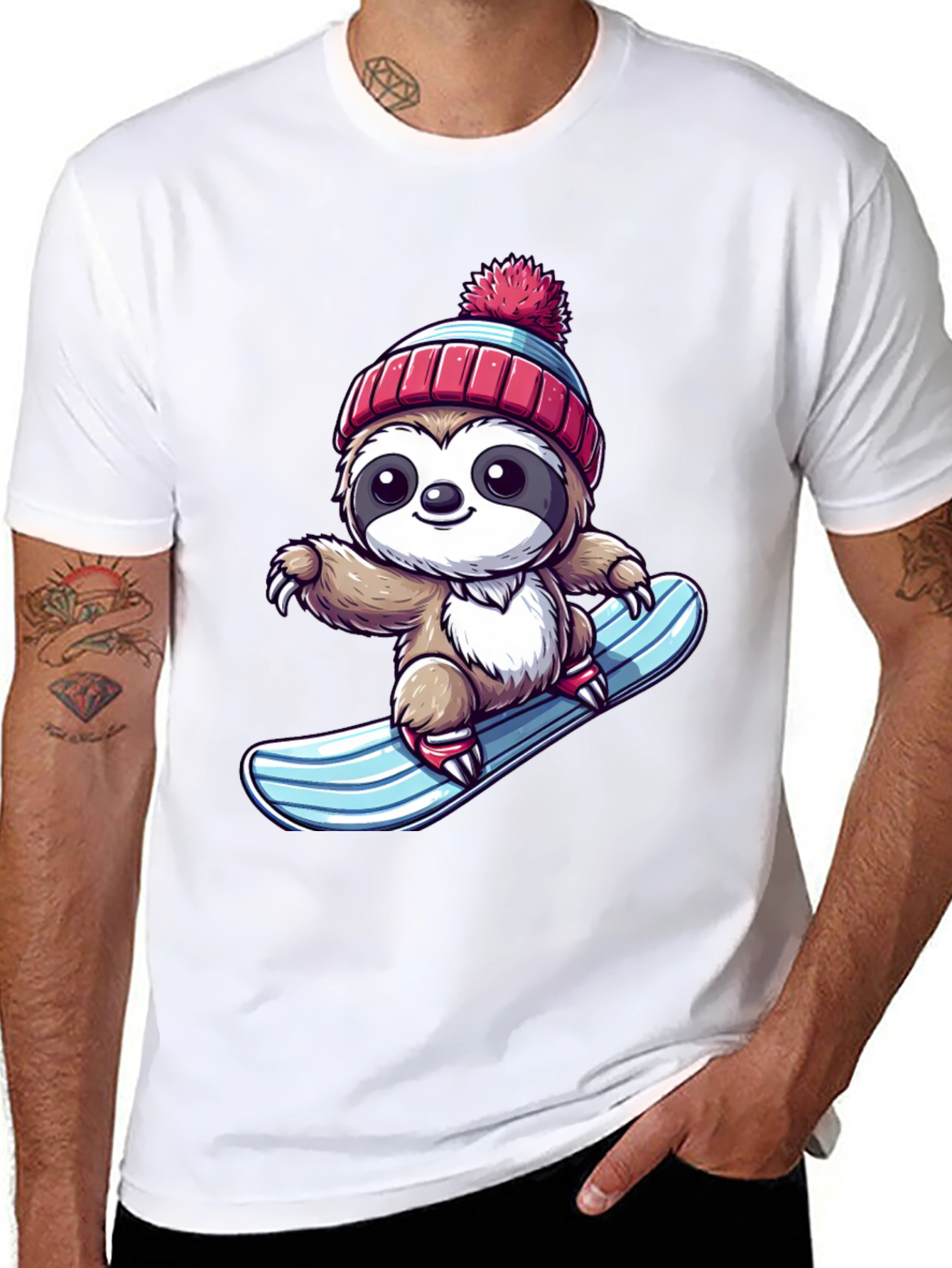 Sloth Snowboarder Graphic Tee - Cool & Fun!