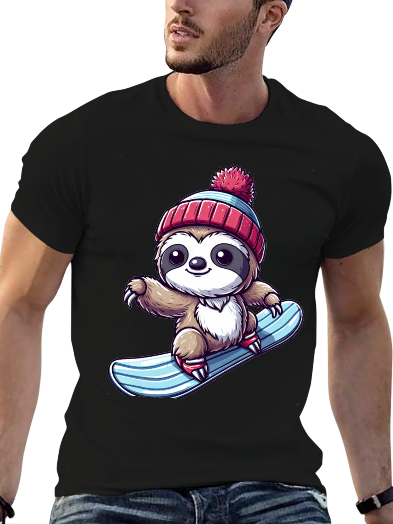 Sloth Snowboarder Graphic Tee - Cool & Fun!