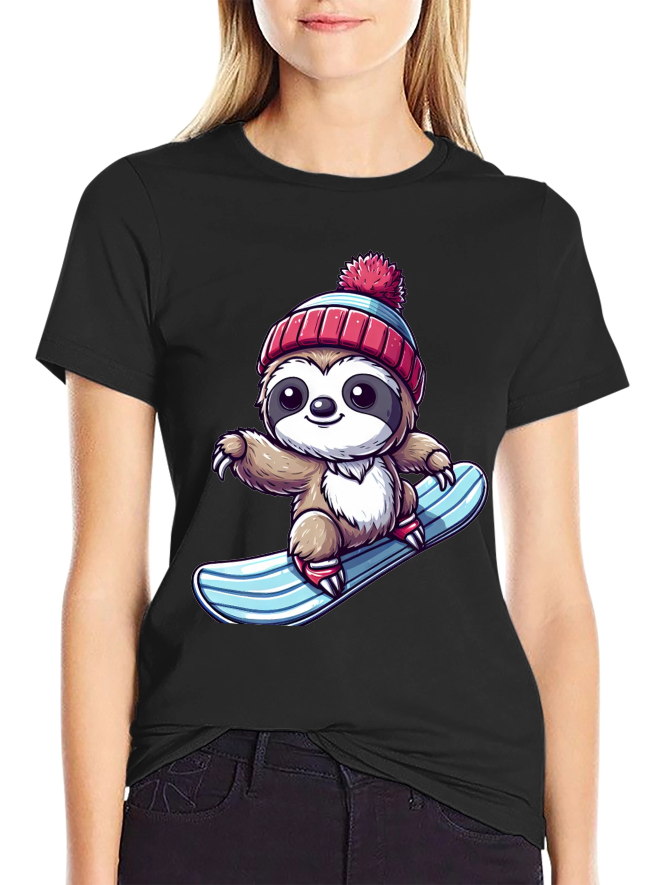Sloth Snowboarder Graphic Tee - Cool & Fun!