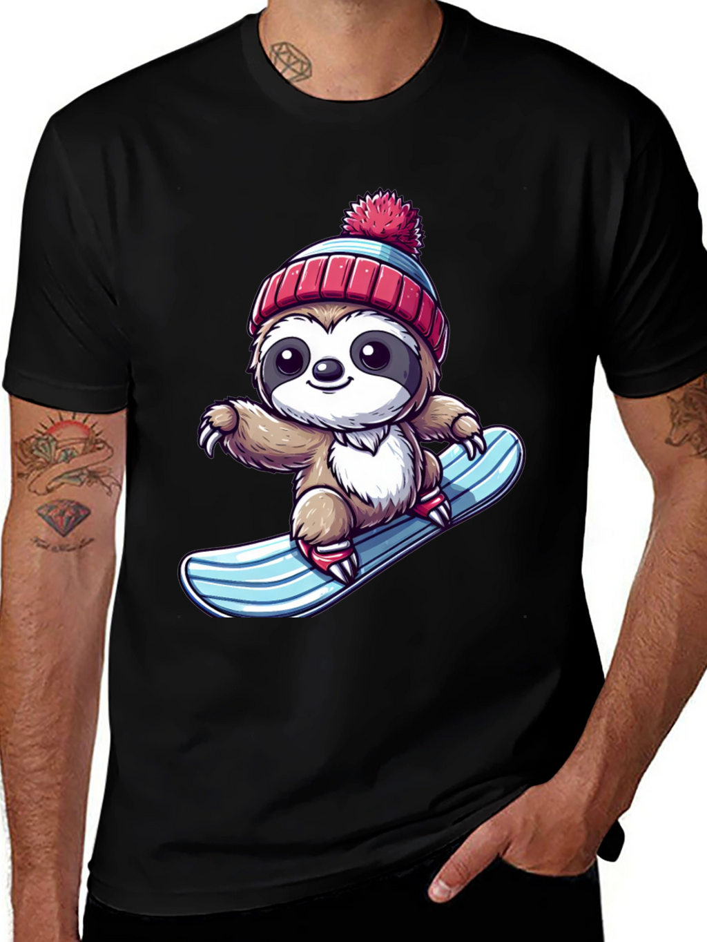 Sloth Snowboarder Graphic Tee - Cool & Fun!