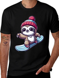 Sloth Snowboarder Graphic Tee - Cool & Fun!