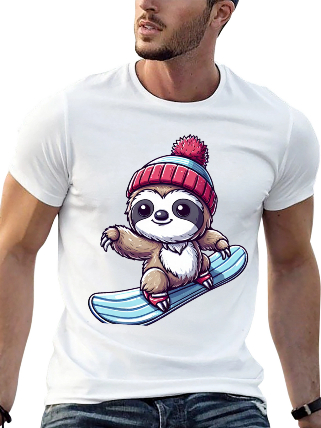 Sloth Snowboarder Graphic Tee - Cool & Fun!