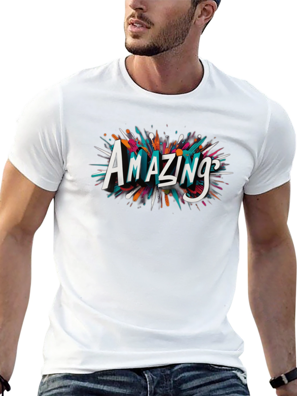 Amazing Graphic Print Black T-Shirt