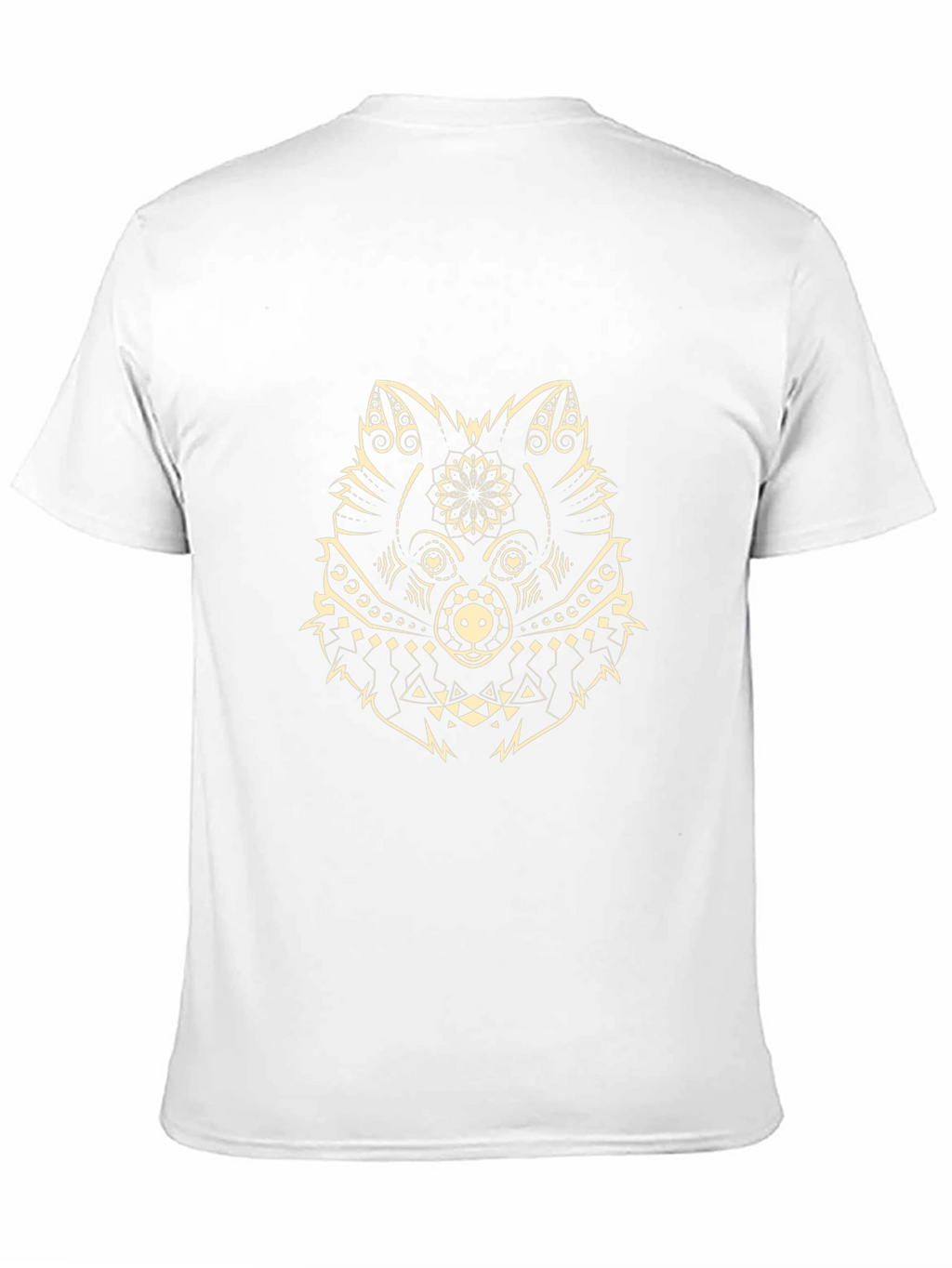 Black Tee with Geometric Wolf Design