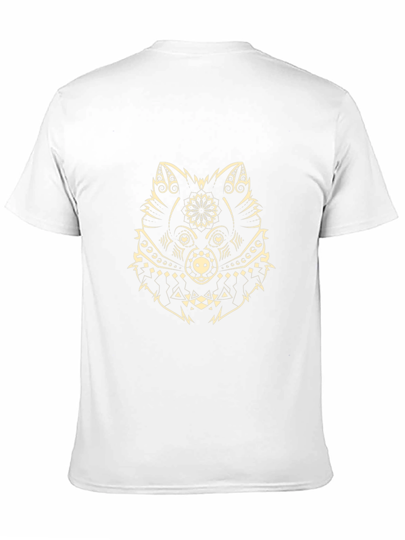 Black Tee with Geometric Wolf Design