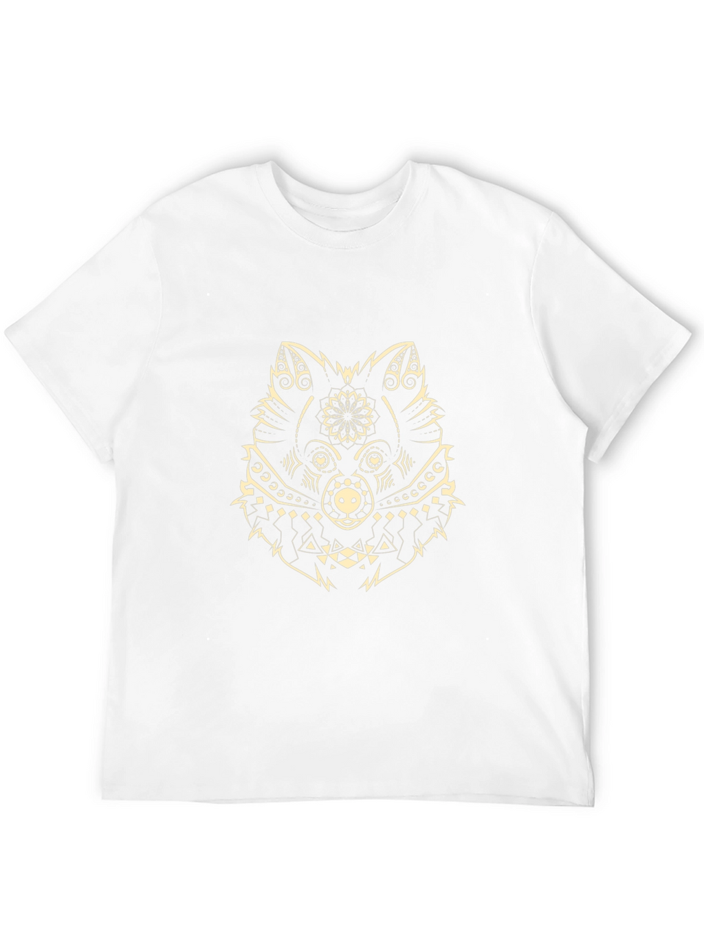 Black Tee with Geometric Wolf Design