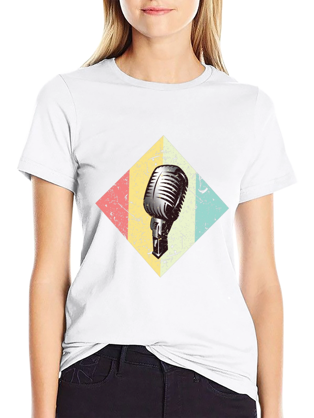 Retro Microphone Black T-Shirt