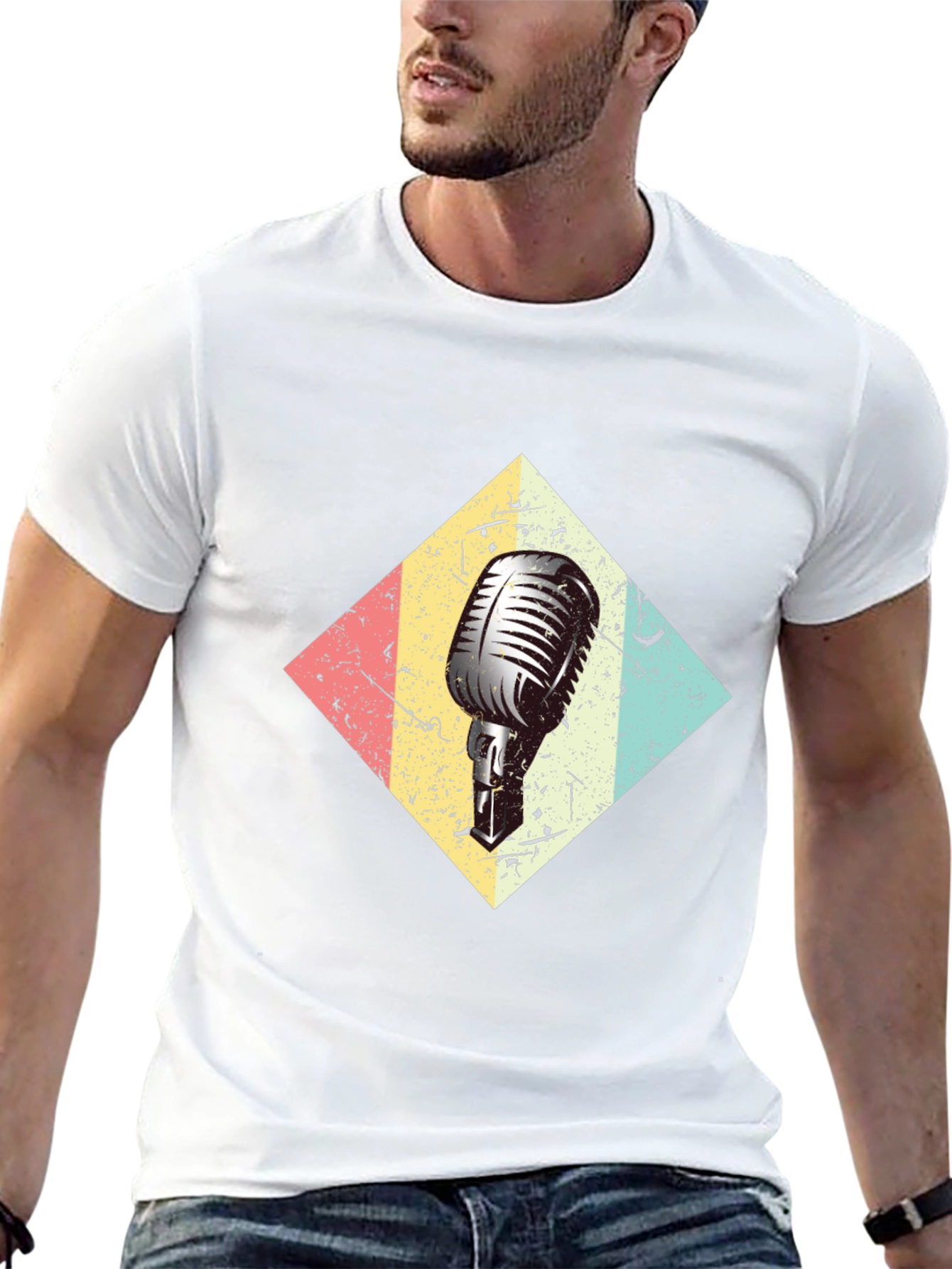 Retro Microphone Black T-Shirt