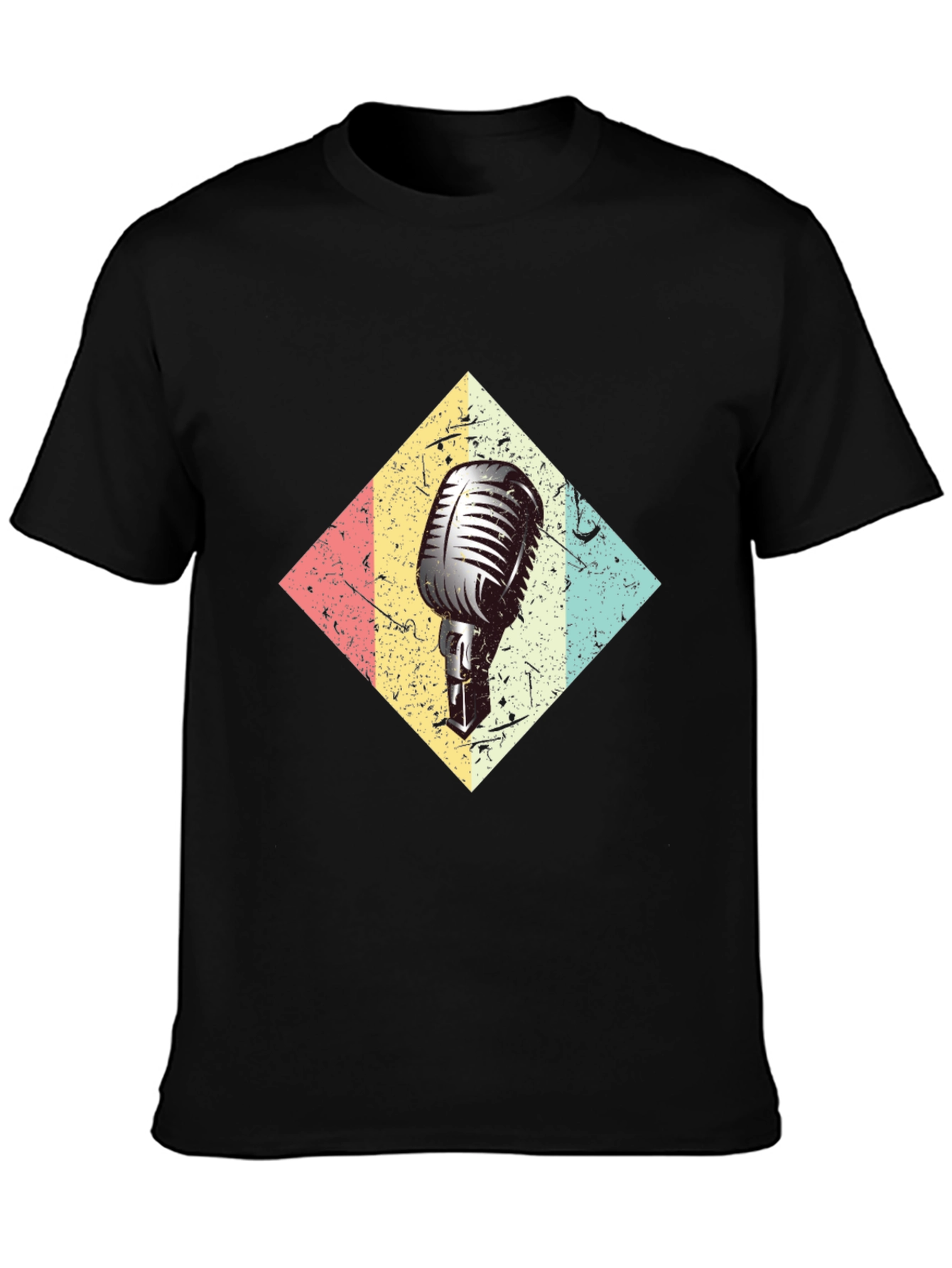 Retro Microphone Black T-Shirt