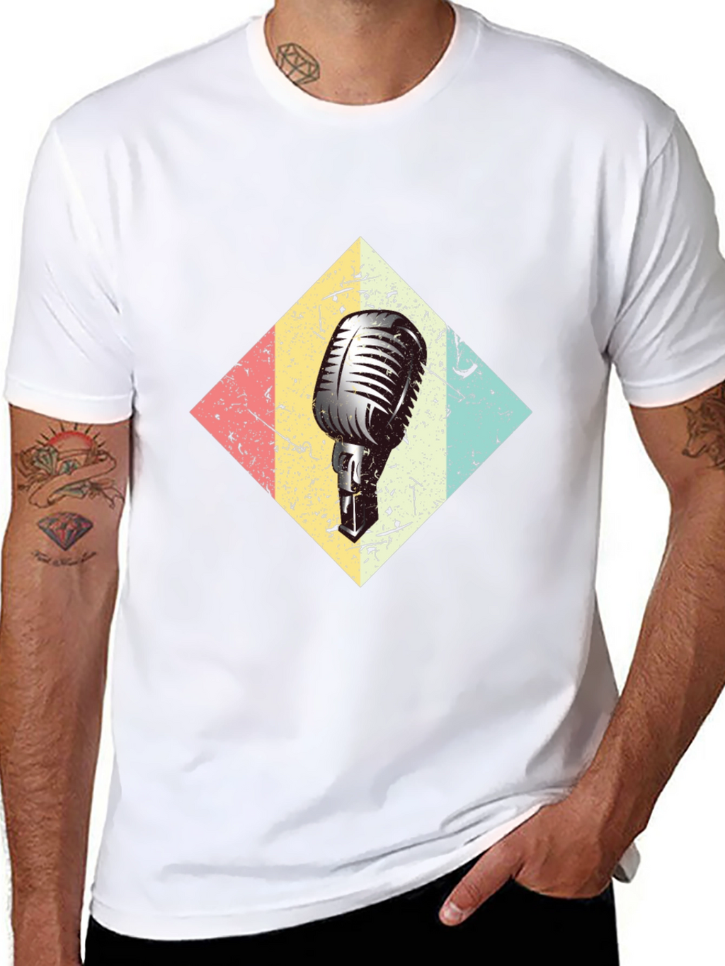 Retro Microphone Black T-Shirt