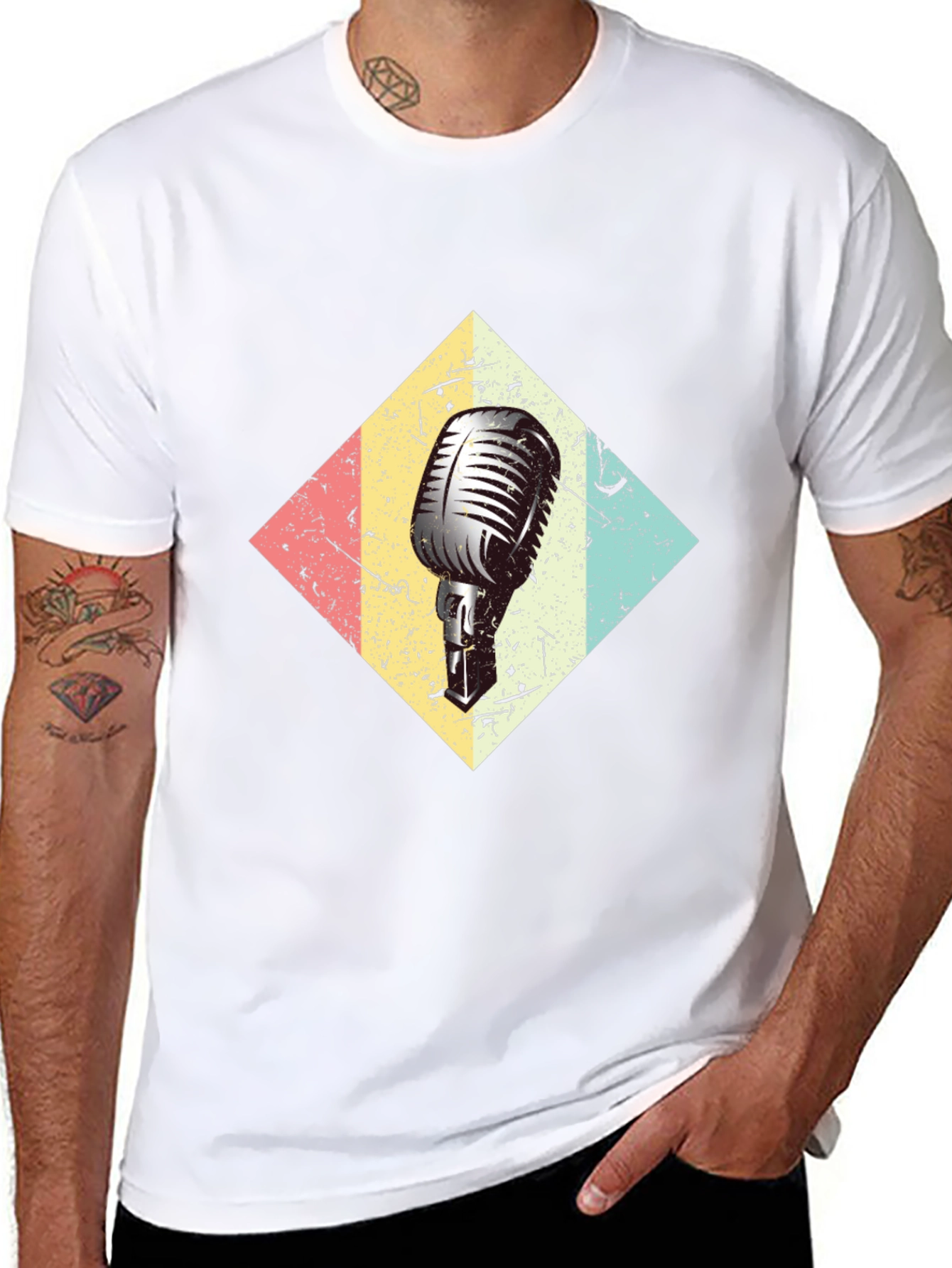 Retro Microphone Black T-Shirt