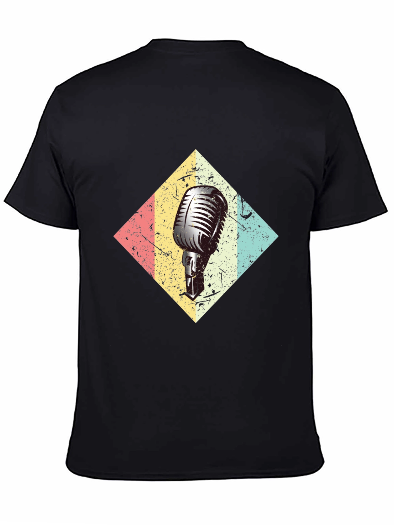 Retro Microphone Black T-Shirt