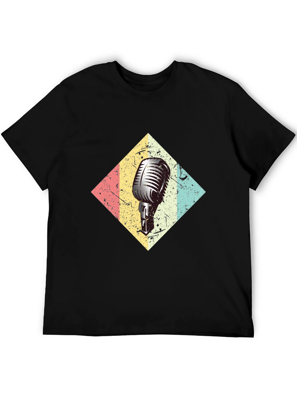 Retro Microphone Black T-Shirt
