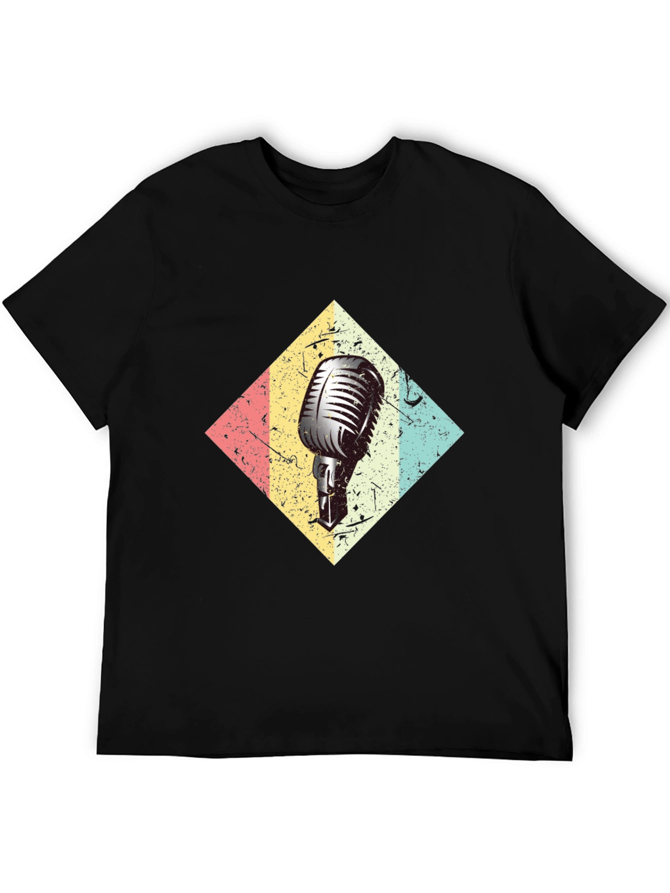 Retro Microphone Black T-Shirt