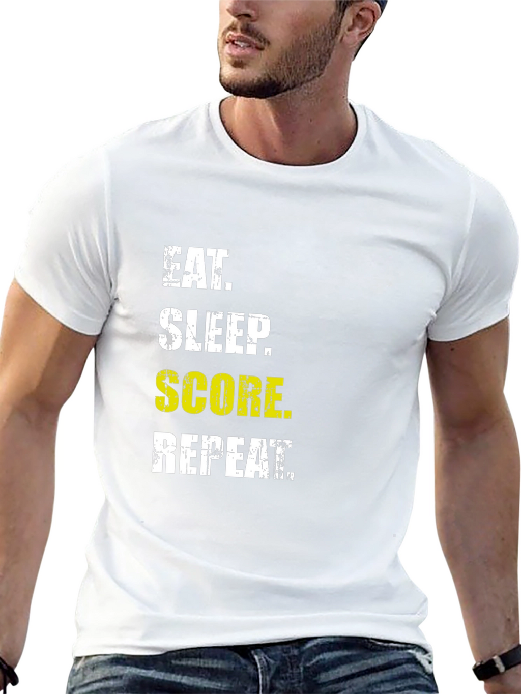 Eat Sleep Score Repeat Graphic Tee