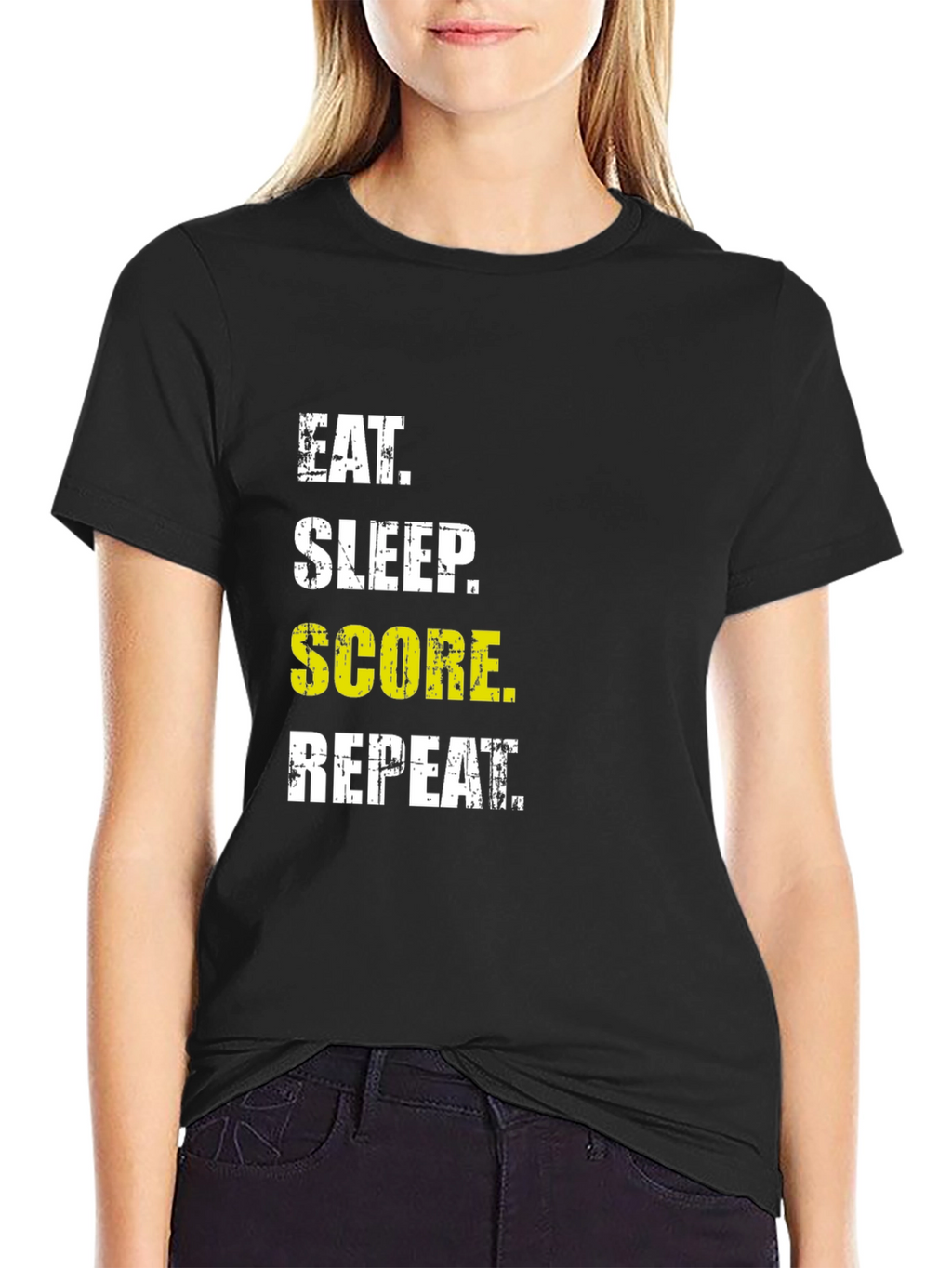 Eat Sleep Score Repeat Graphic Tee