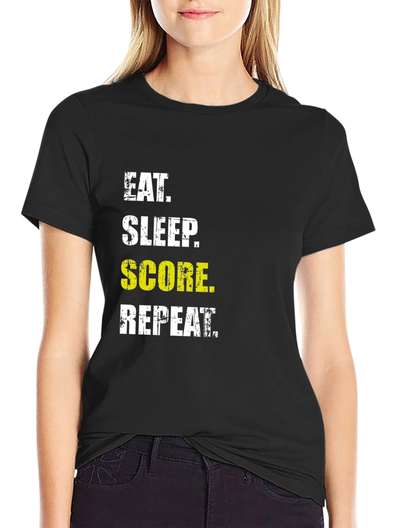 Eat Sleep Score Repeat Graphic Tee