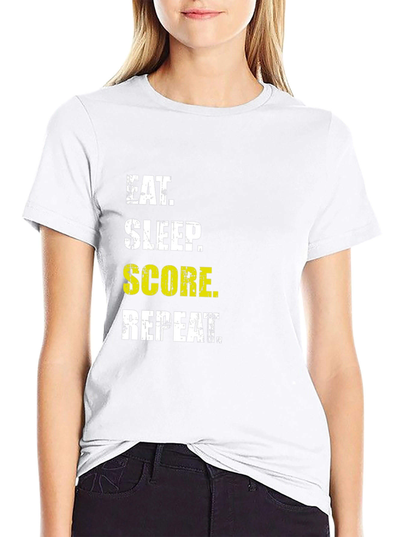 Eat Sleep Score Repeat Graphic Tee