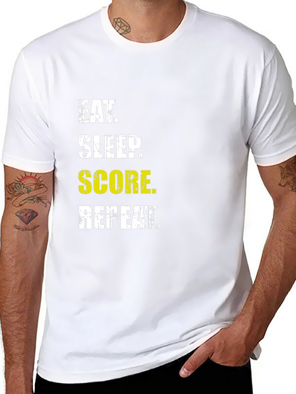 Eat Sleep Score Repeat Graphic Tee