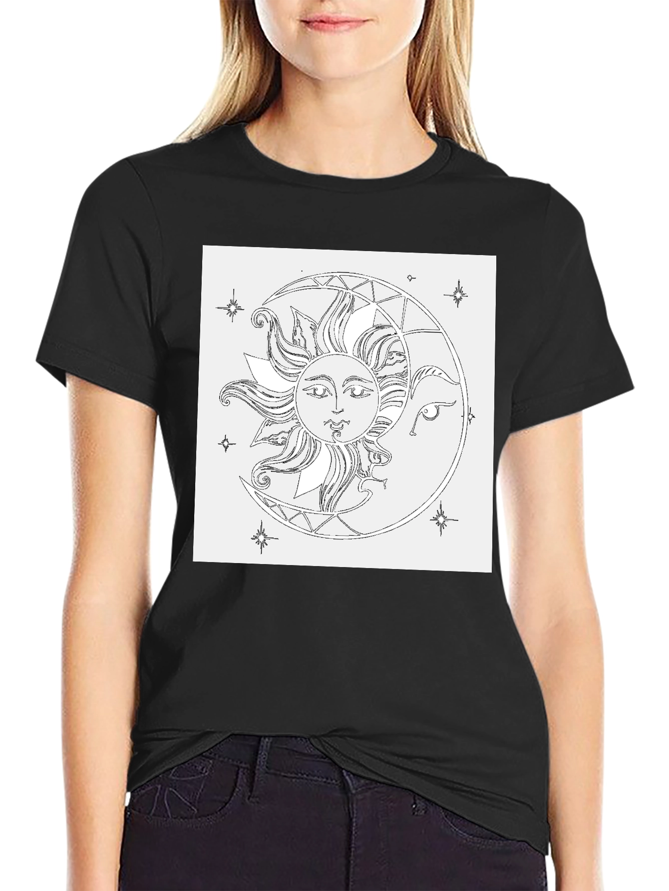 Sun & Moon Graphic Black T-Shirt