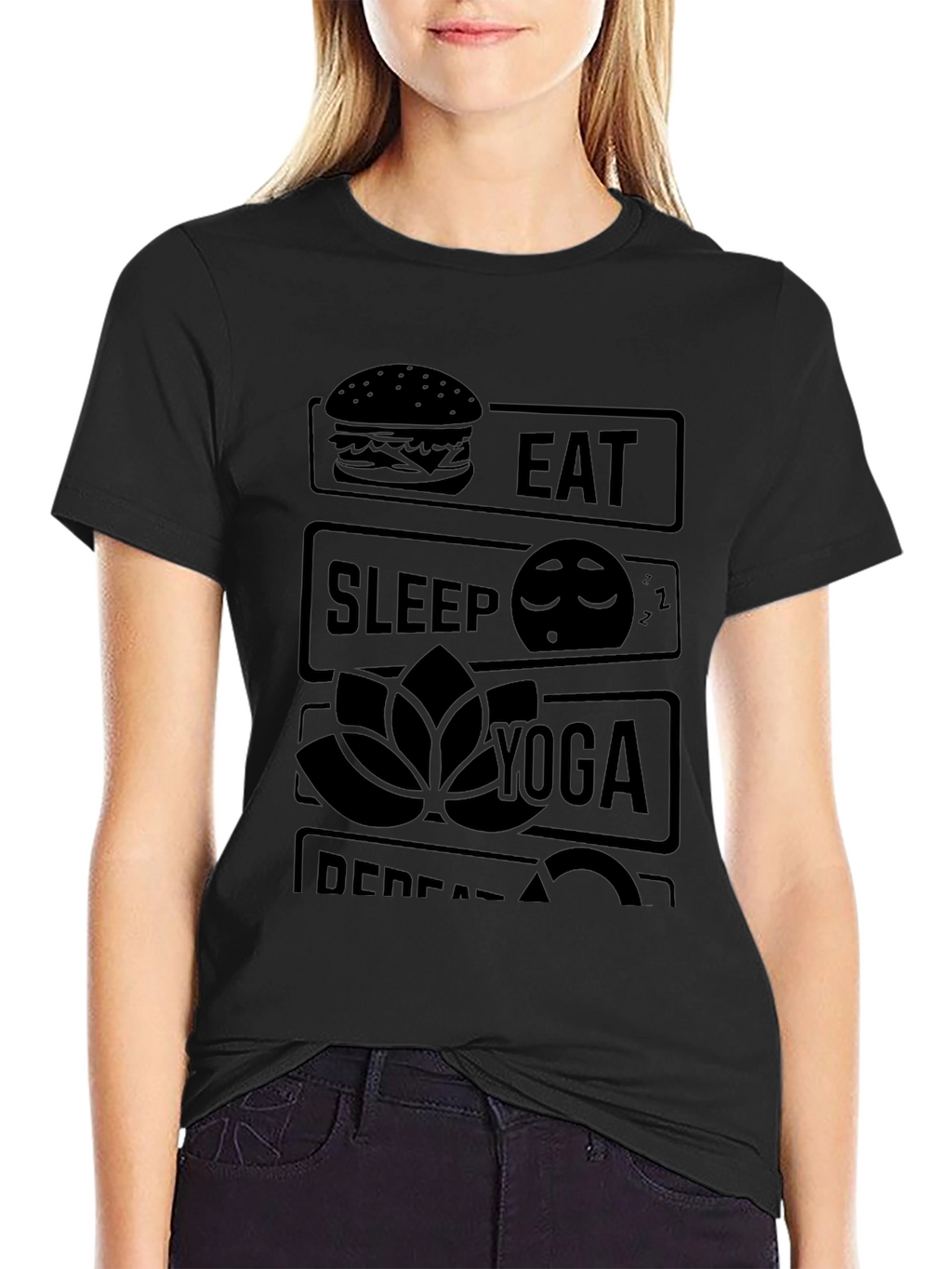 Eat Sleep Yoga Repeat Graphic T-Shirt