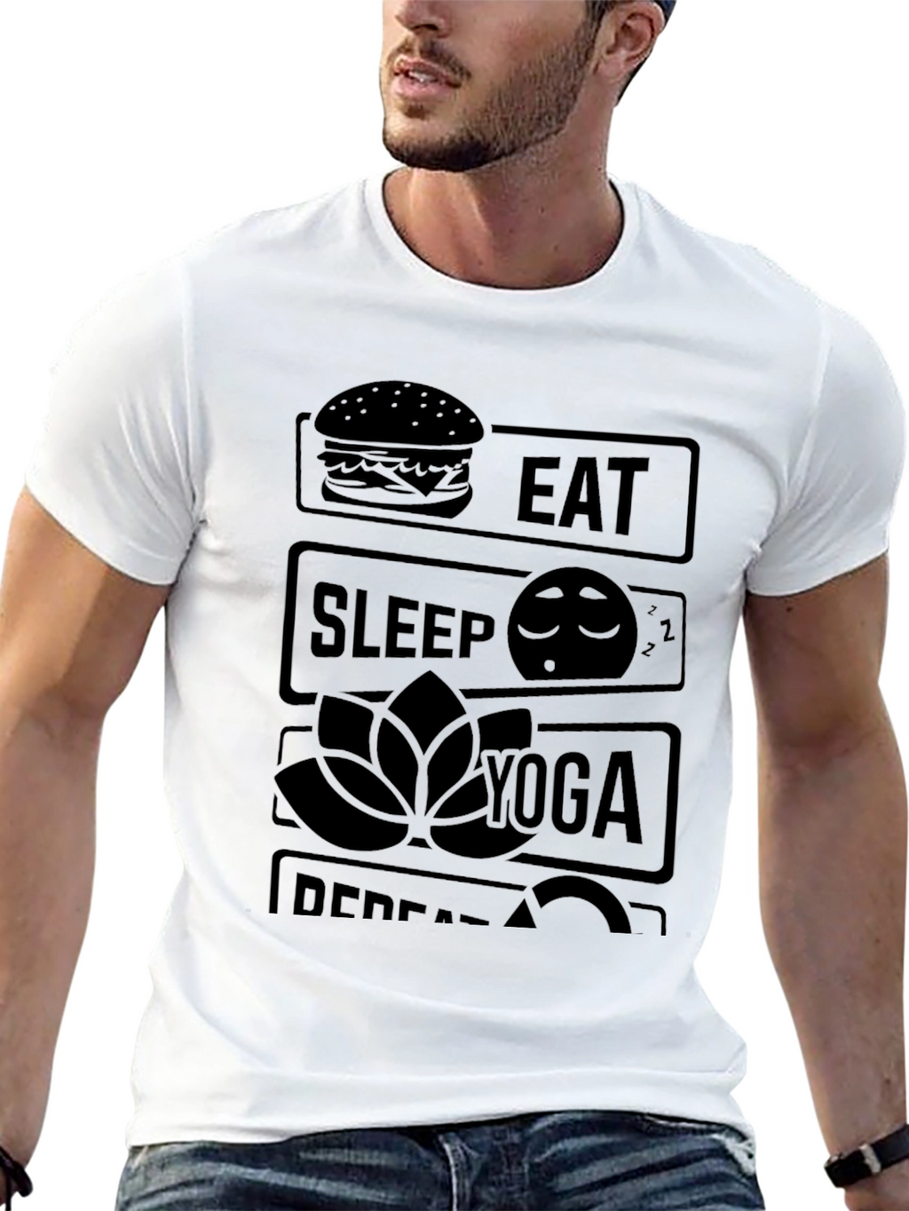 Eat Sleep Yoga Repeat Graphic T-Shirt