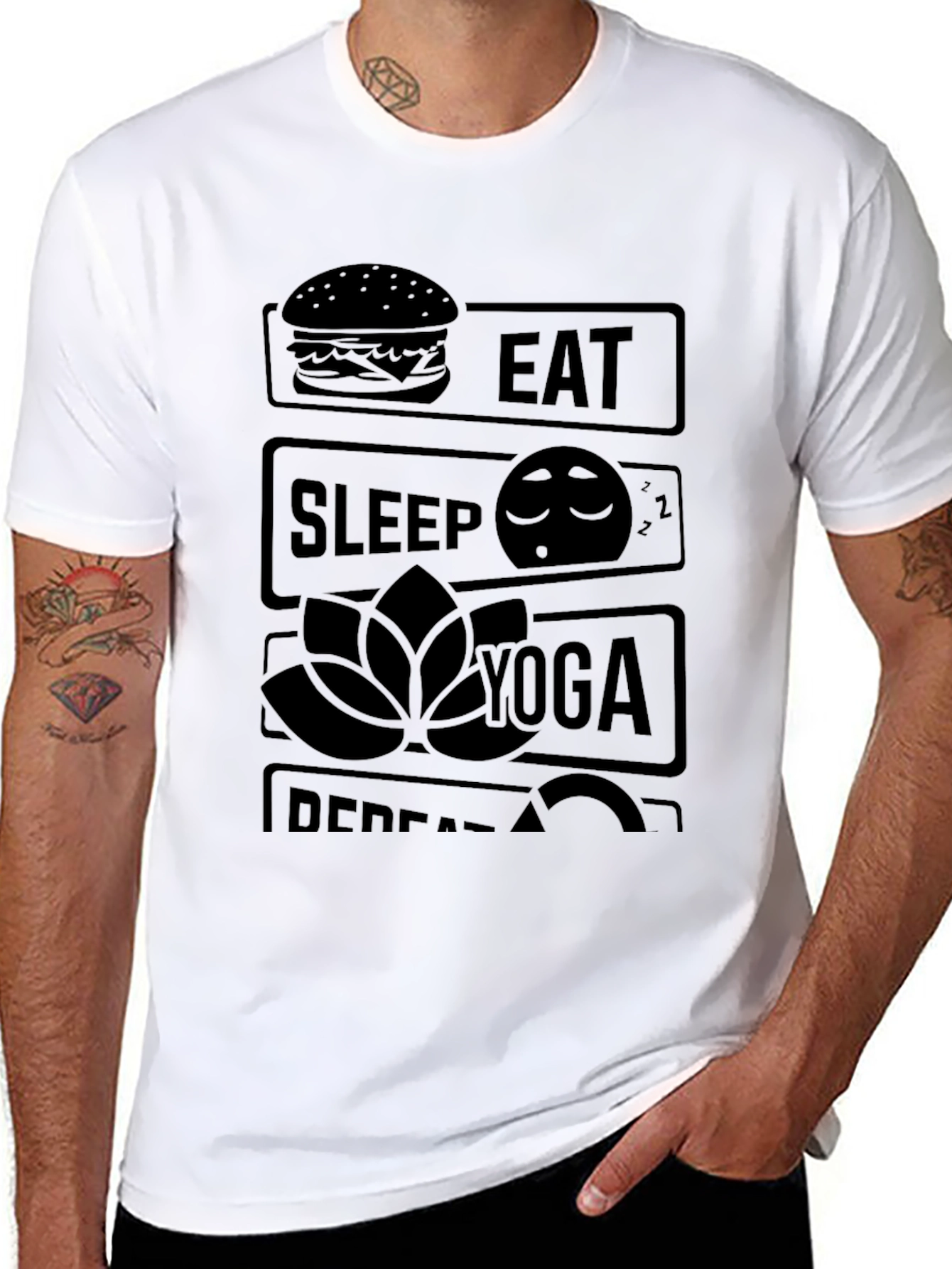 Eat Sleep Yoga Repeat Graphic T-Shirt