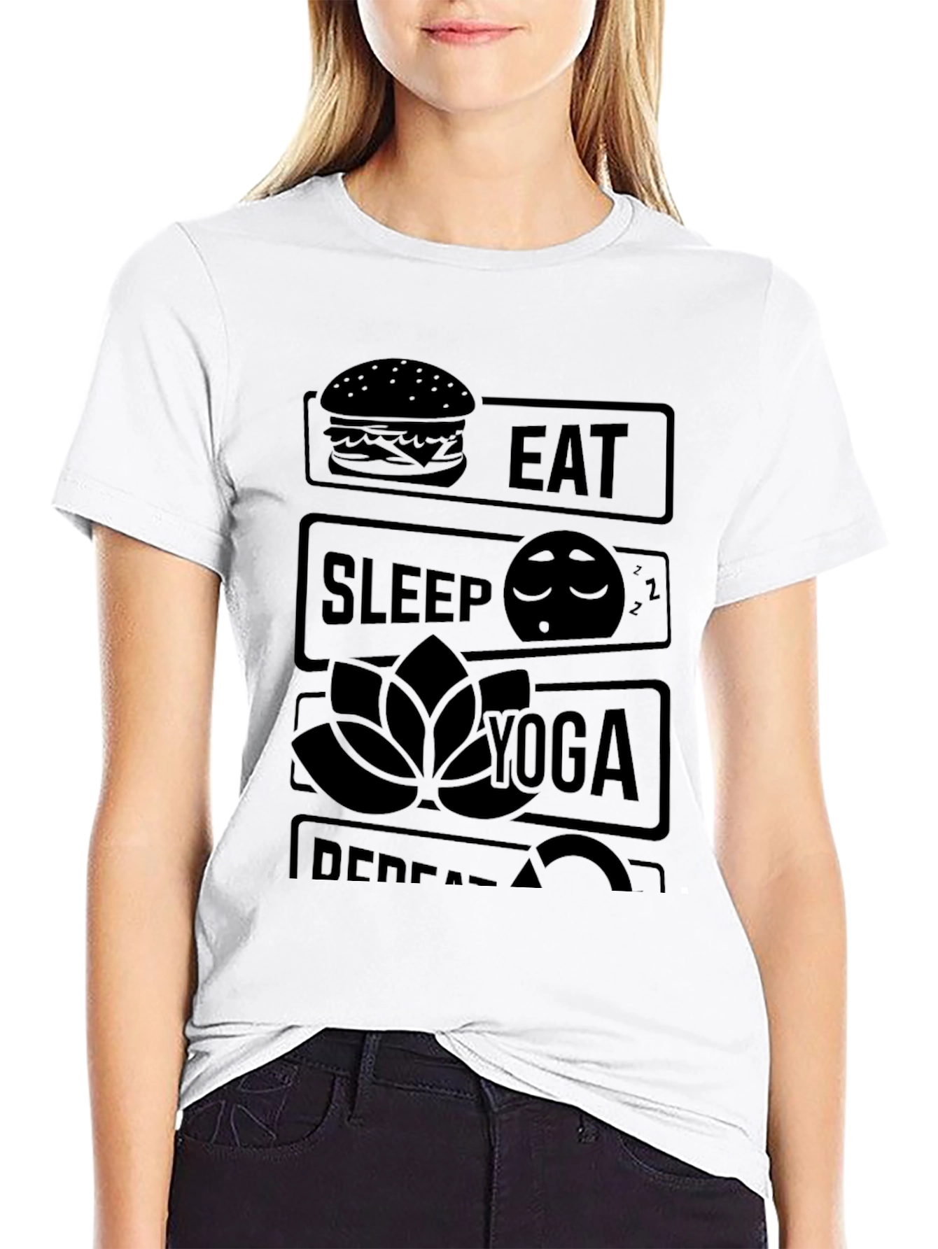 Eat Sleep Yoga Repeat Graphic T-Shirt