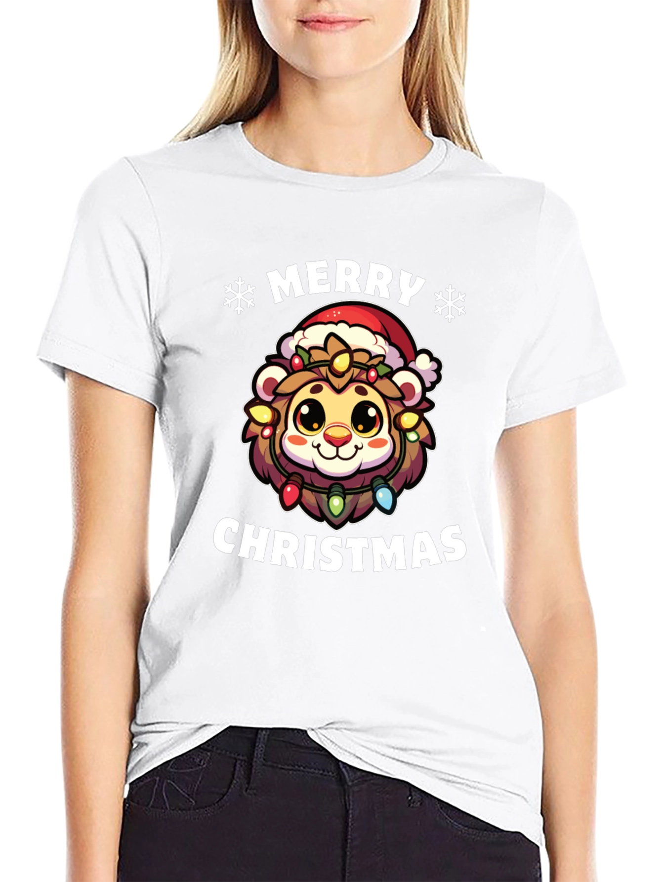 Merry Christmas Lion Graphic T-Shirt