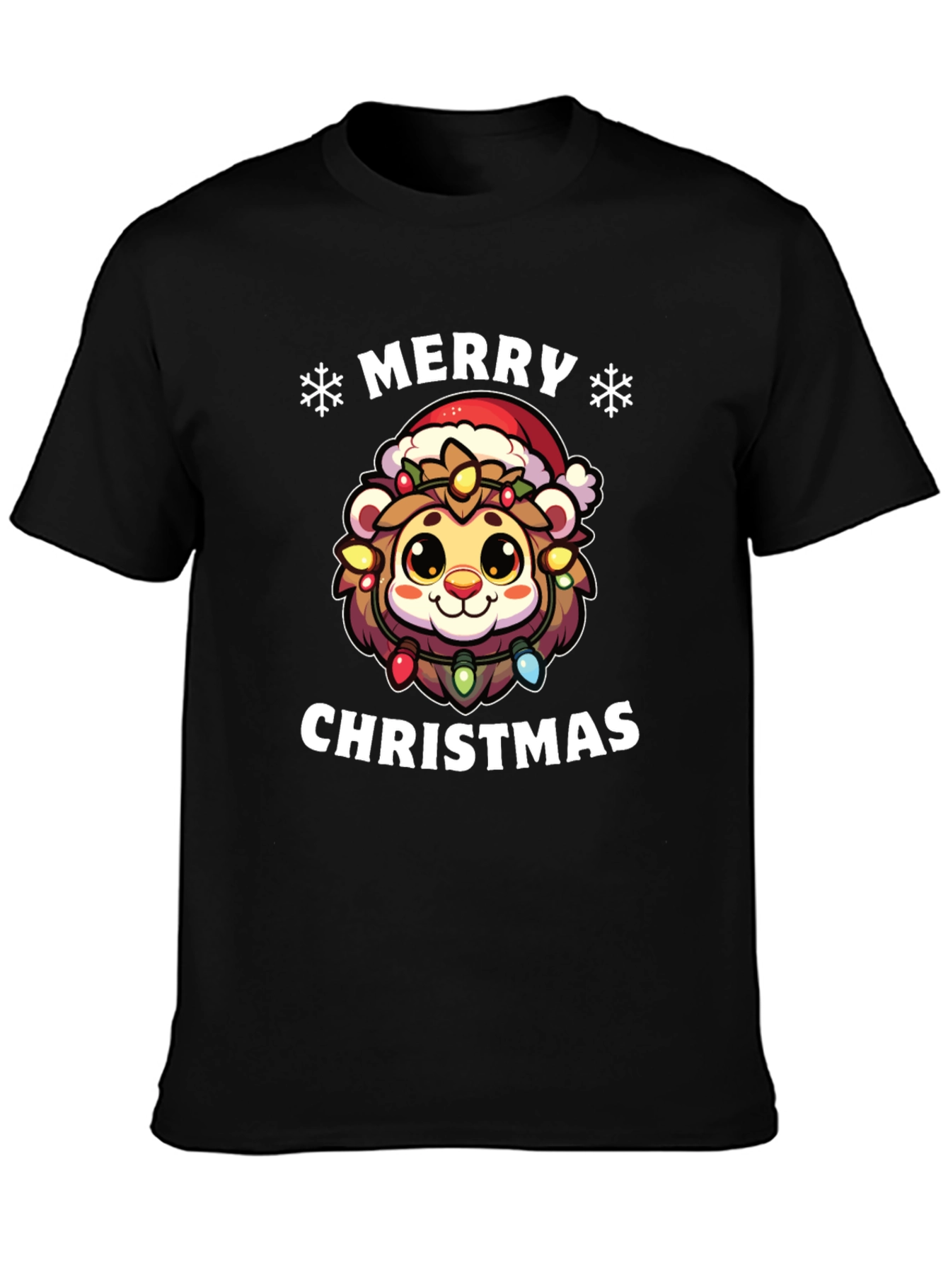 Merry Christmas Lion Graphic T-Shirt