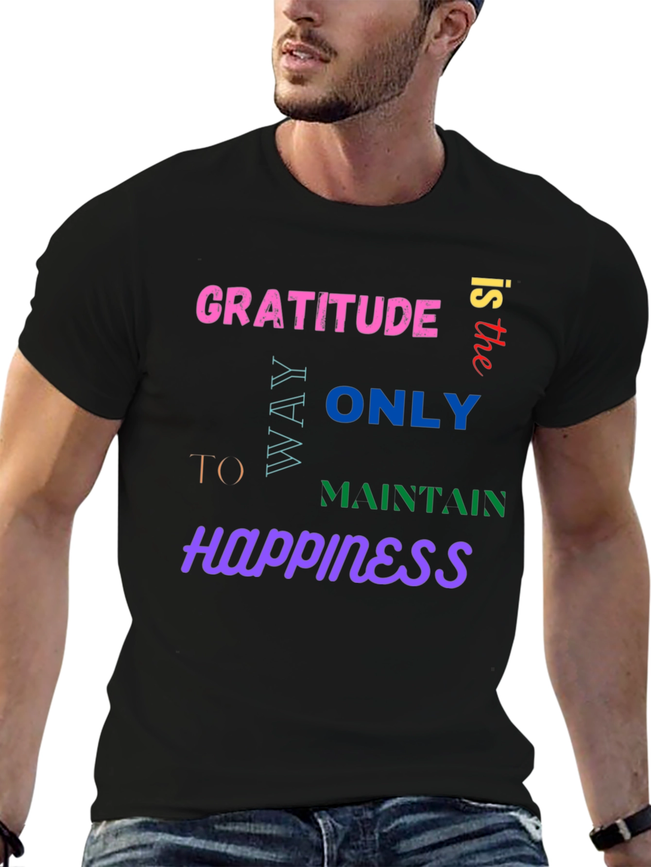 Gratitude Happiness Graphic Tee - Trendy Comfort