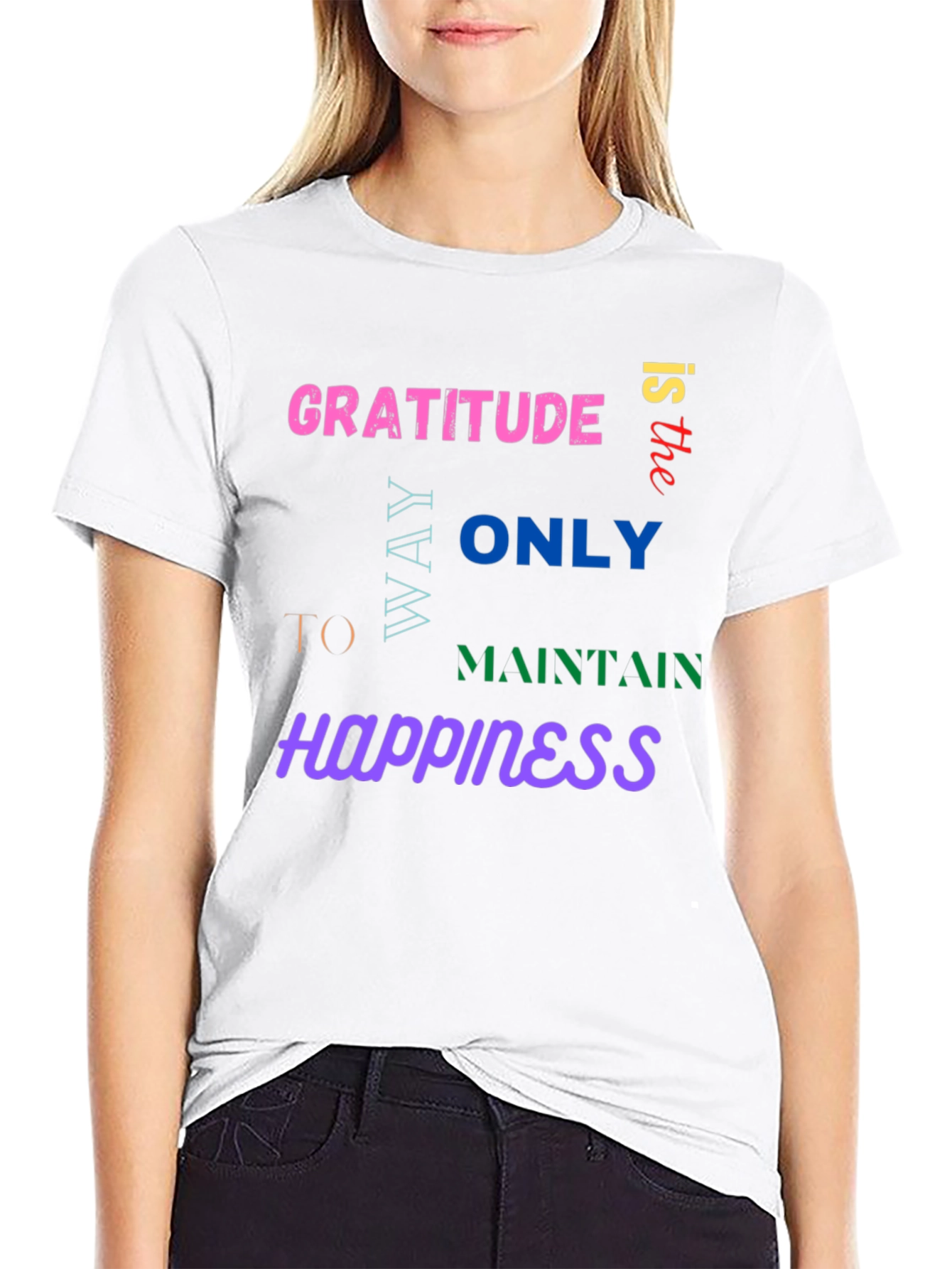 Gratitude Happiness Graphic Tee - Trendy Comfort