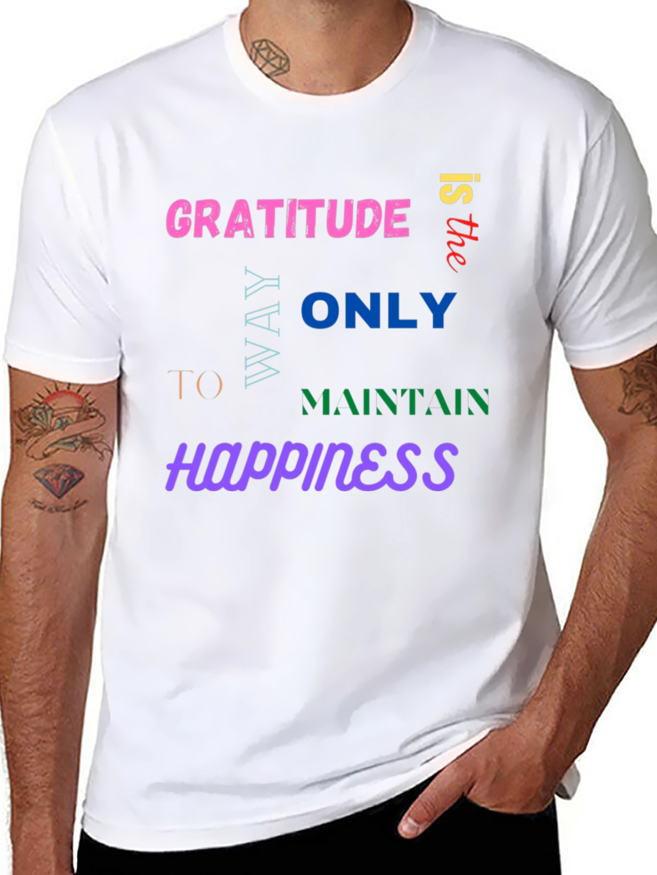 Gratitude Happiness Graphic Tee - Trendy Comfort