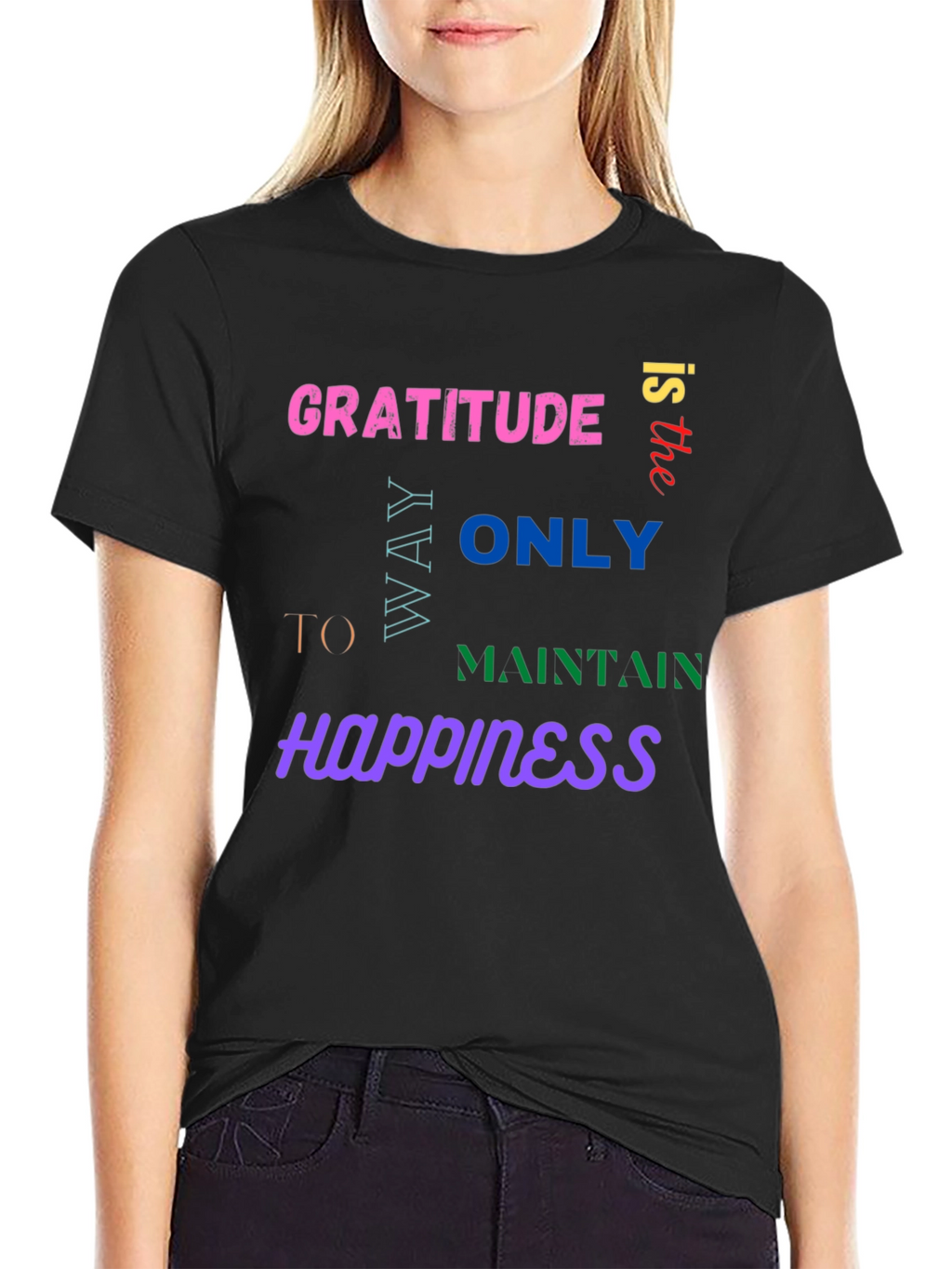 Gratitude Happiness Graphic Tee - Trendy Comfort