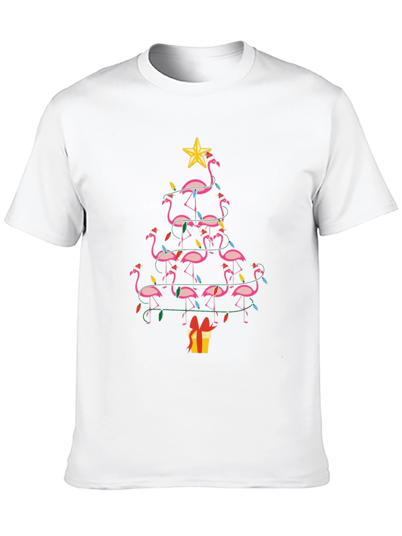 Festive Flamingo Christmas Tree T-Shirt