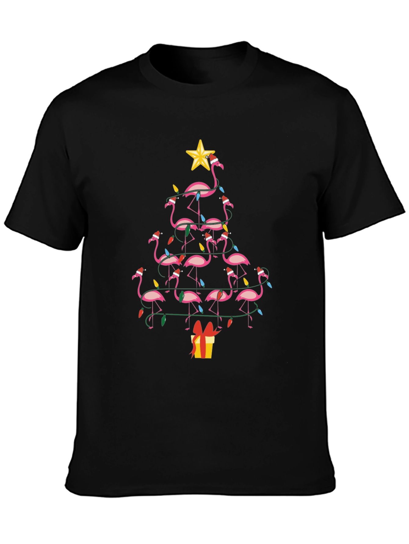 Festive Flamingo Christmas Tree T-Shirt