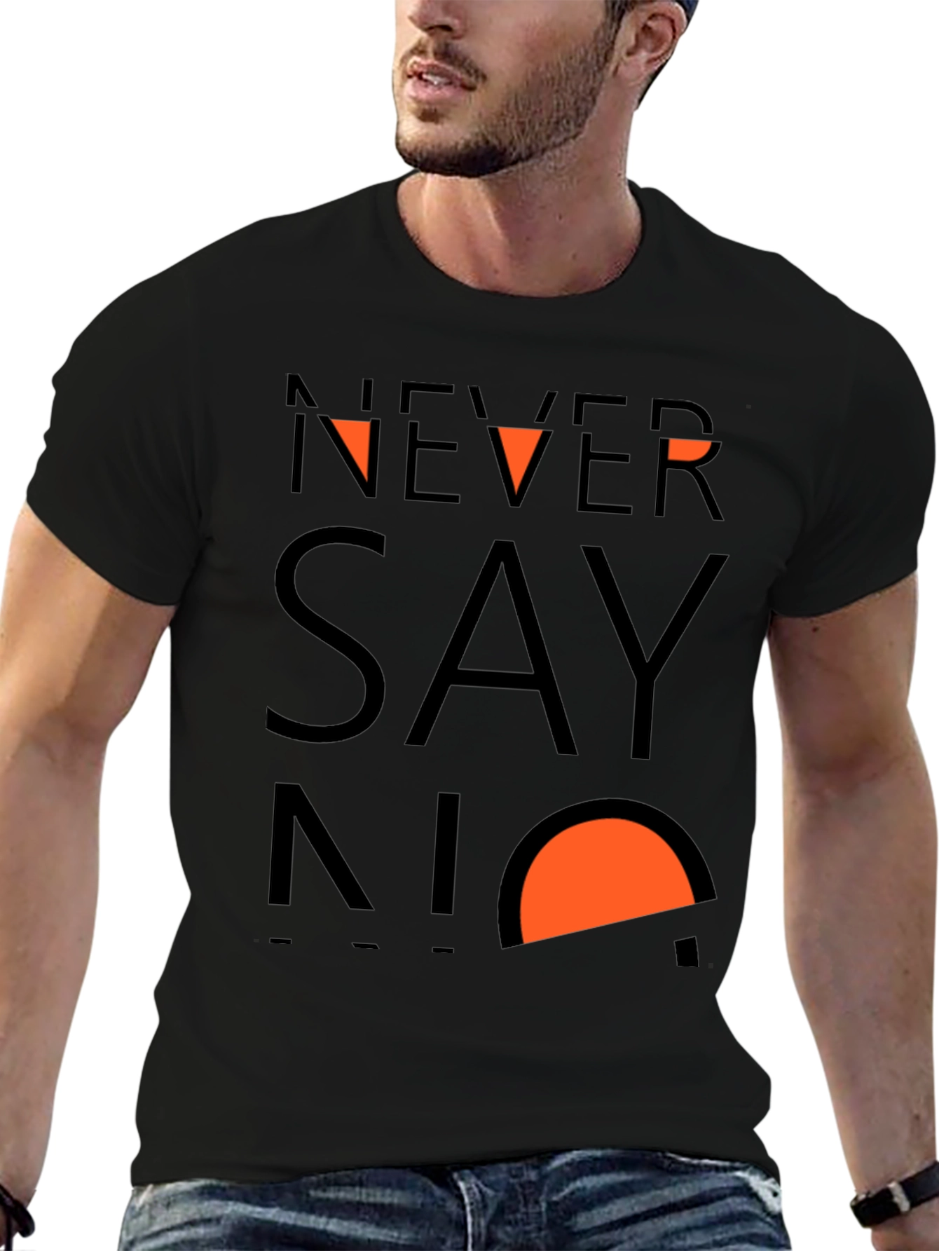 Never Say No Graphic Tee - Soft Black Cotton T-Shirt