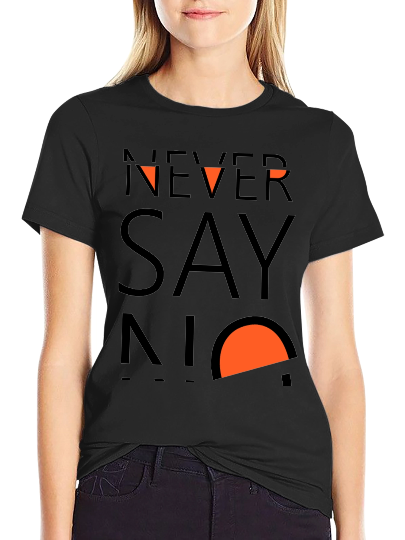 Never Say No Graphic Tee - Soft Black Cotton T-Shirt