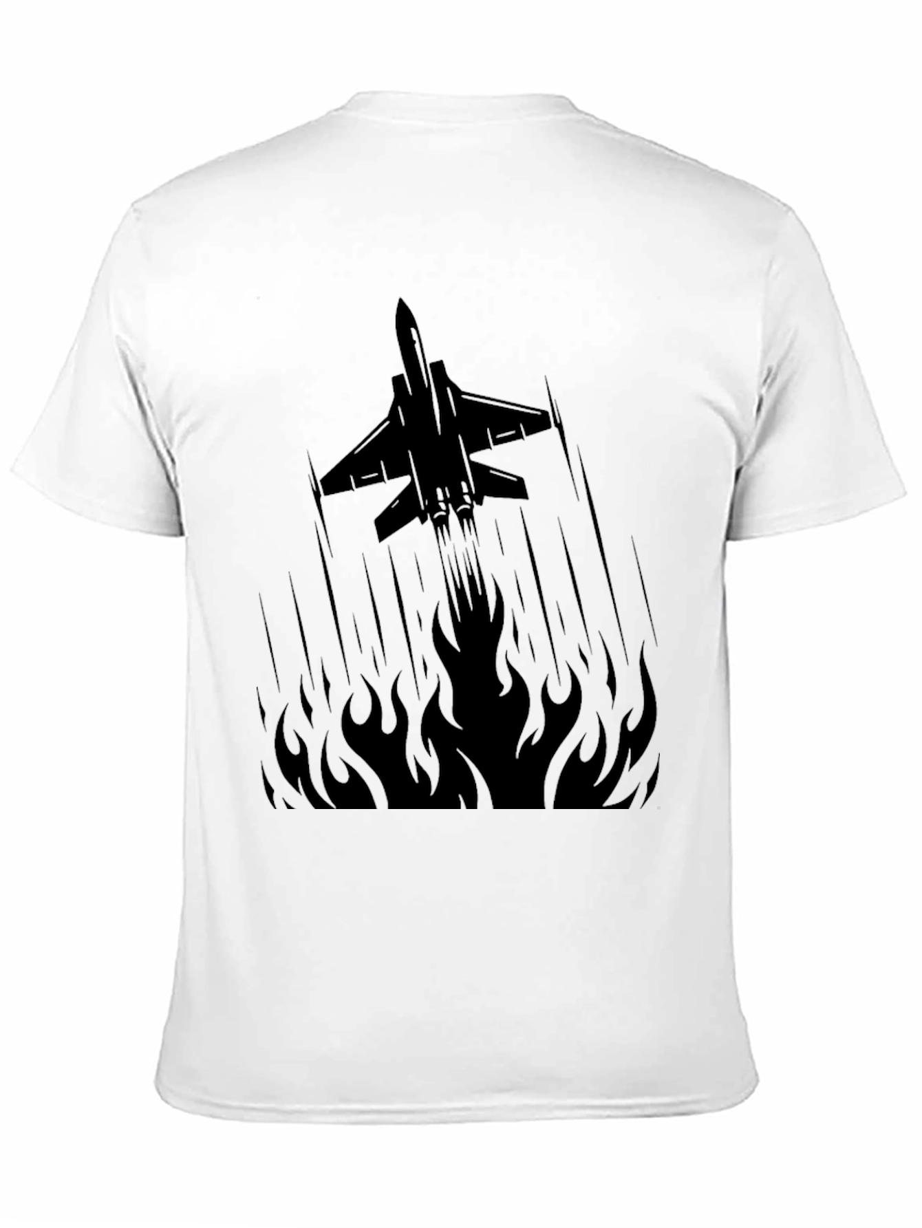 Jet Plane Flames Graphic Tee - Black Cotton T-Shirt