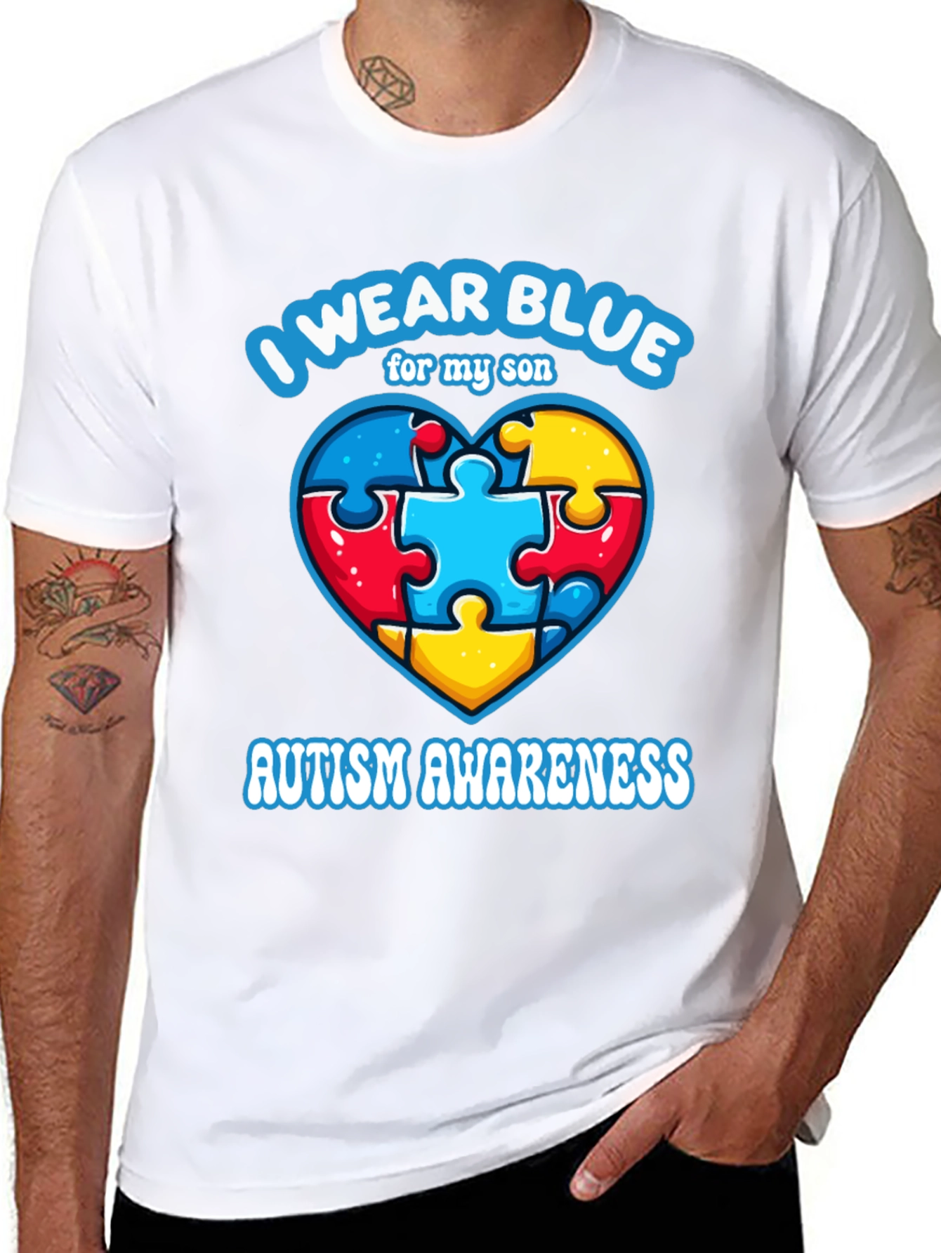 I Wear Blue For My Son Autism Awareness T-Shirt