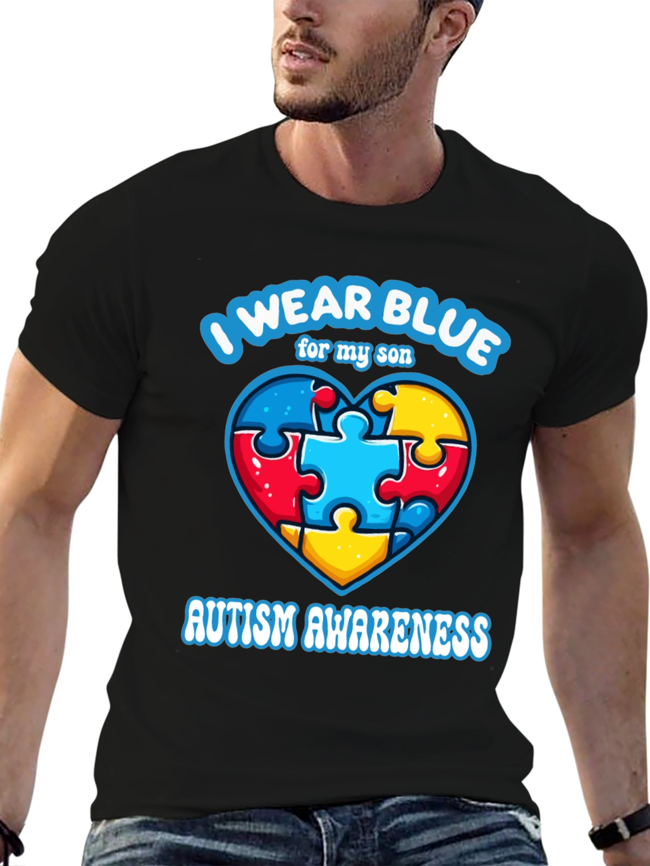I Wear Blue For My Son Autism Awareness T-Shirt